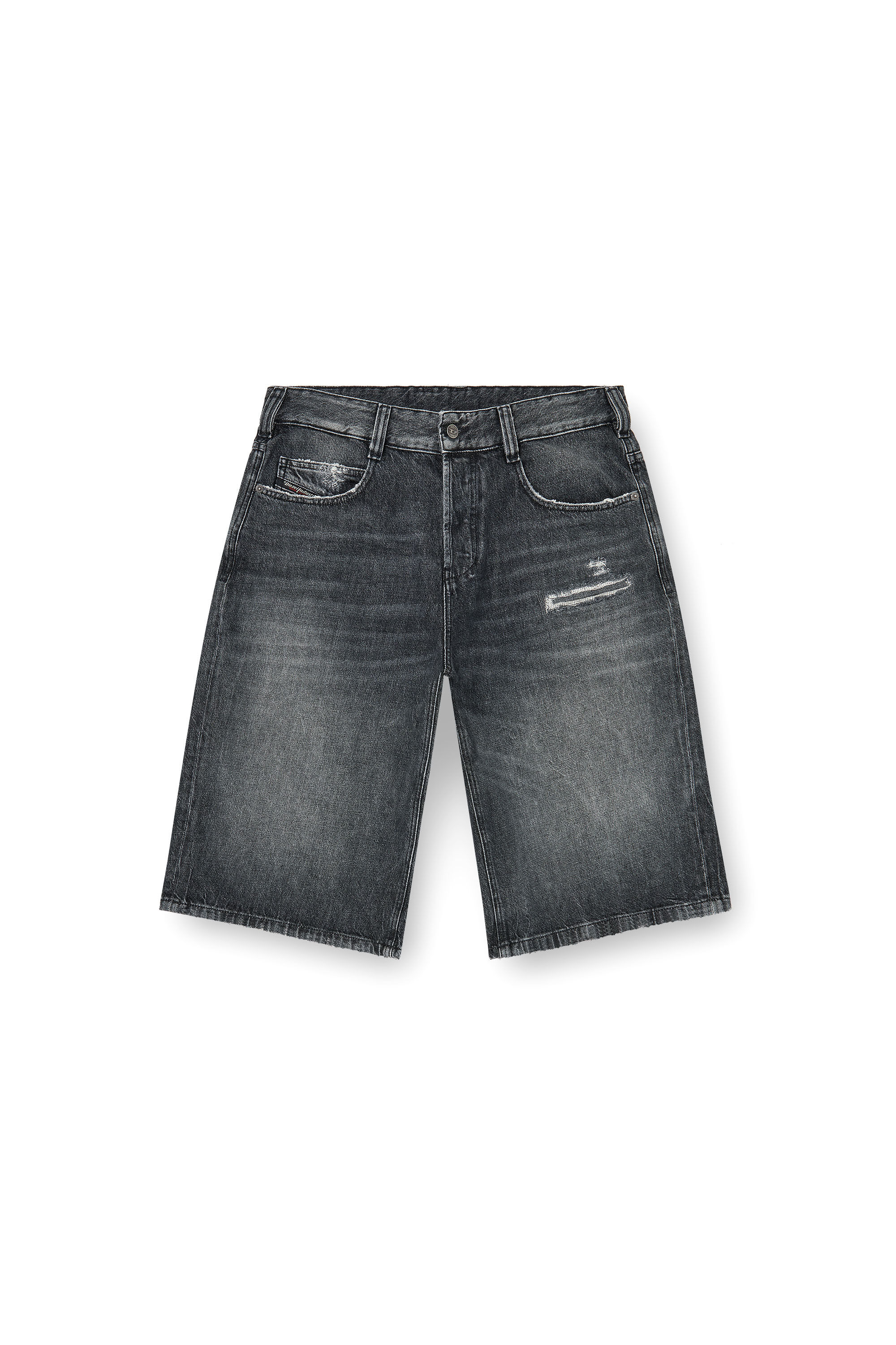 Diesel - D-ENIM-M-SHORT, Short en denim relaxed avec abrasions Mixte in Gris - 2