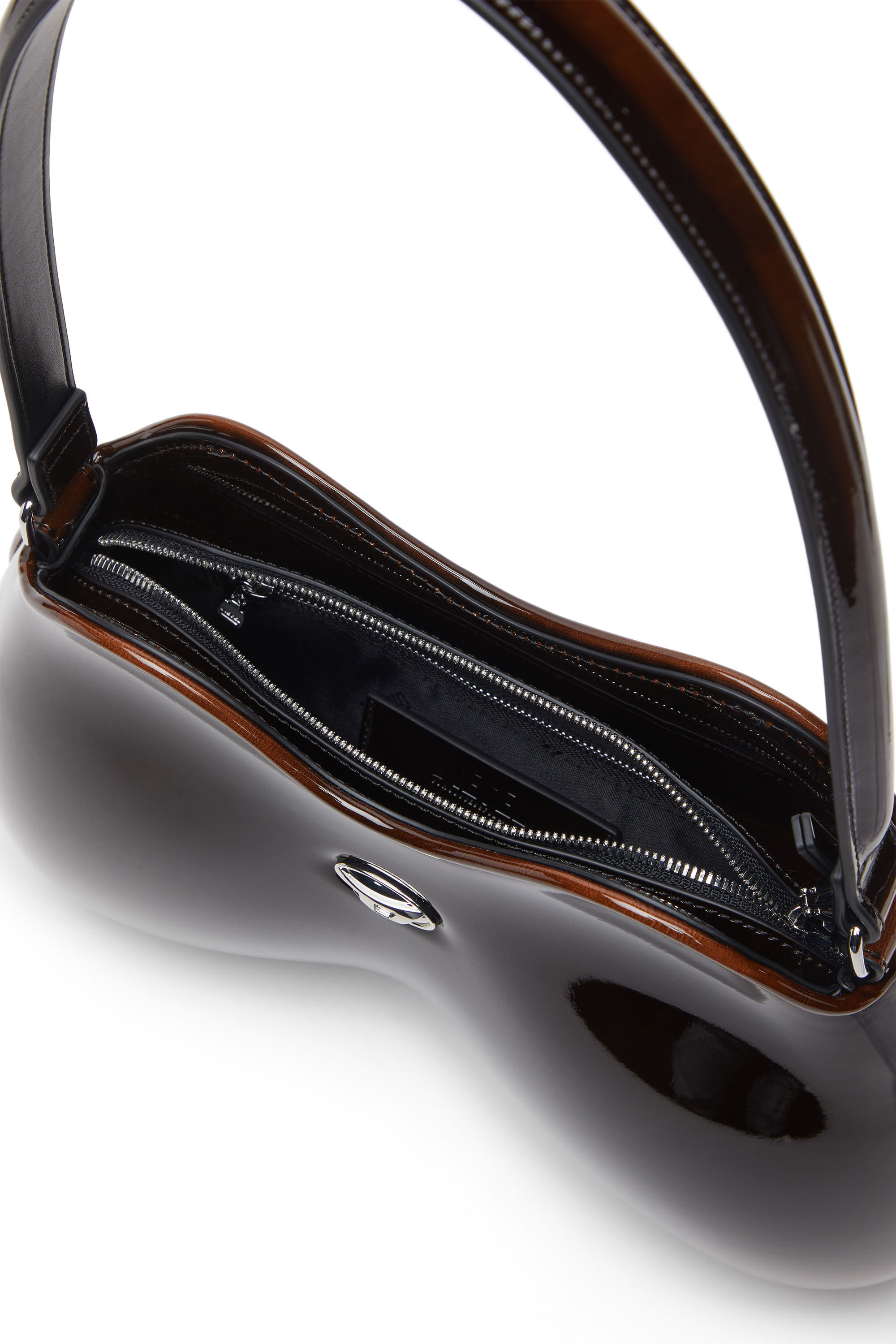 Diesel - DOUBLE-D SHOULDER, Damen Feste Schultertasche mit aus glänzendem Dégradé-PU in Braun - 5