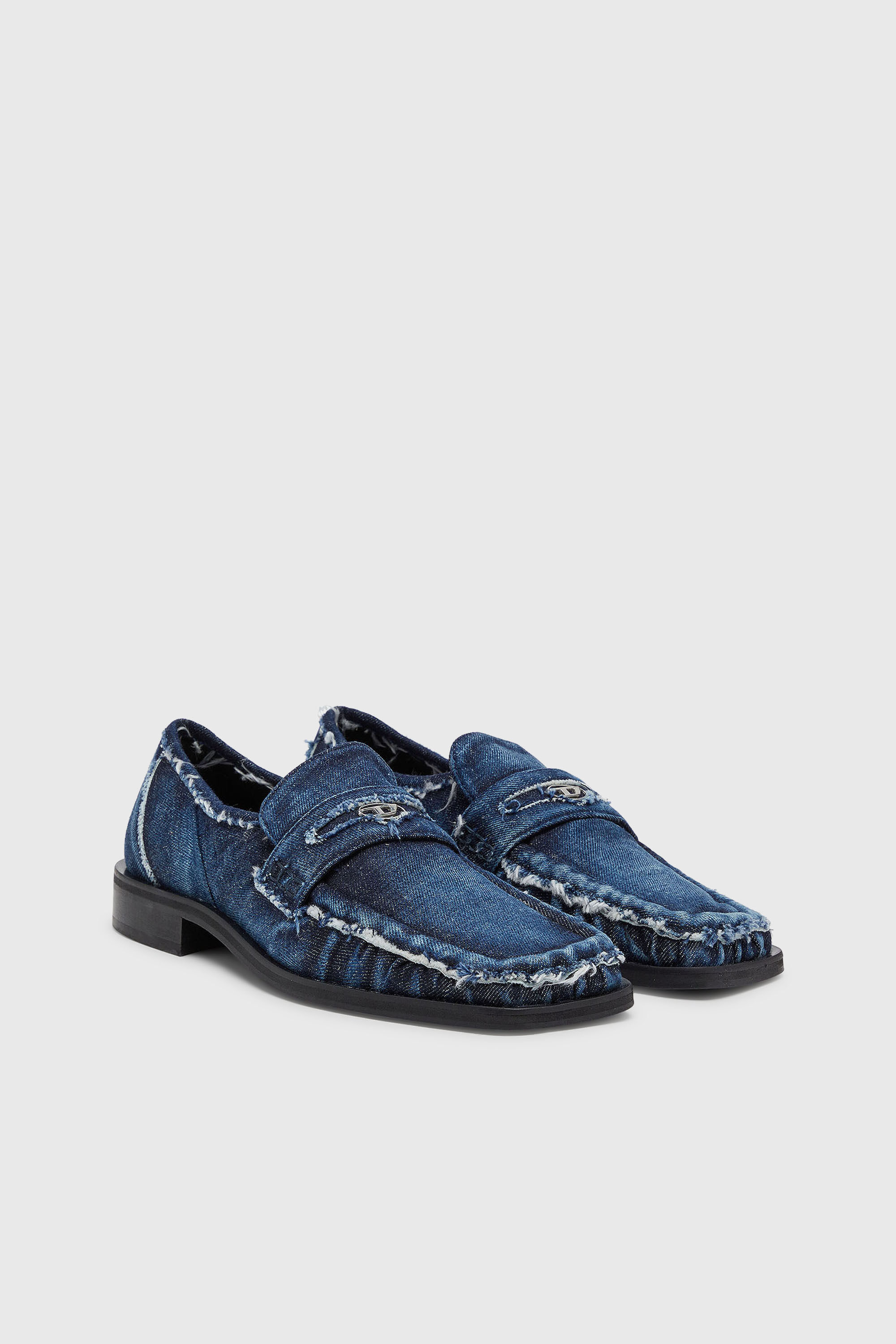 Diesel - D-AMBER LOAFER, Herren D-Amber - Penny Loafer aus ausgefranstem Denim in Blau - 2
