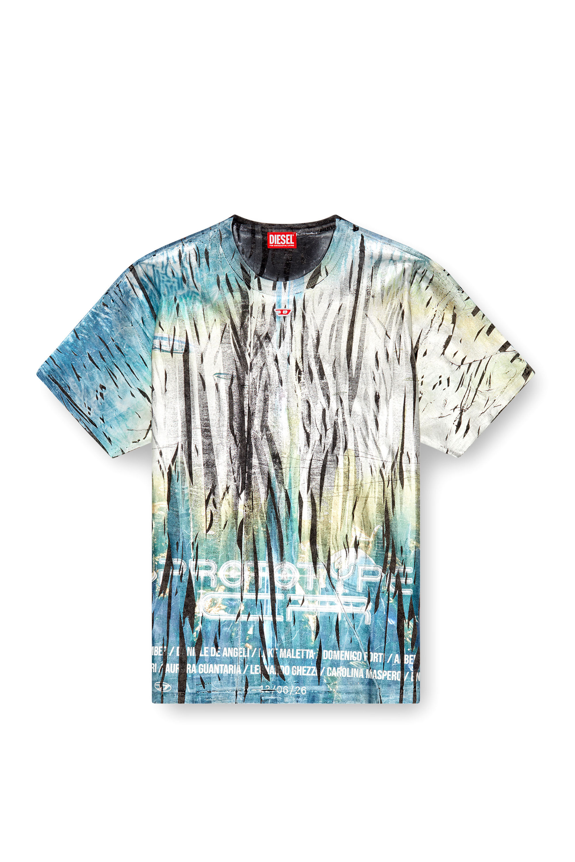Diesel - T-BORD-Q1, Uomo T-shirt con trattamento laminato stropicciato in Multicolor - Image 2