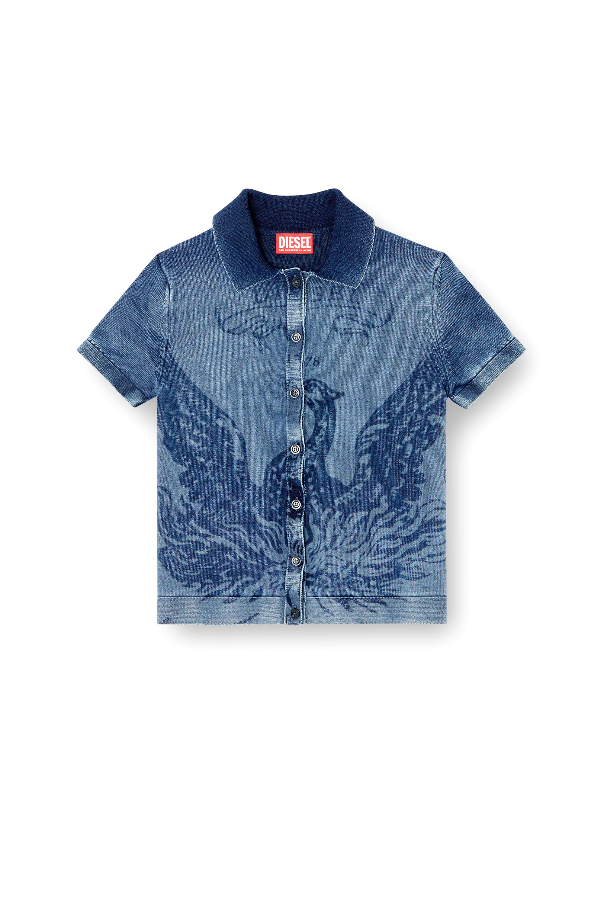 Diesel - M-FENNY, Chemise-cardigan indigo avec logo du phénix Femme in Bleu - 2