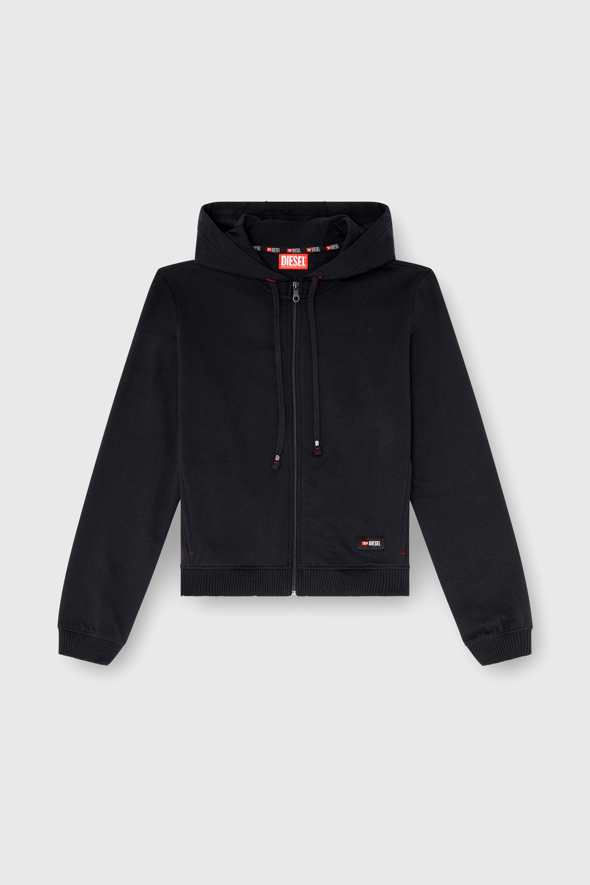 Diesel - HARRIET-D-CORE, Felpa con cappuccio in misto cotone smerigliato Donna in Nero - 2