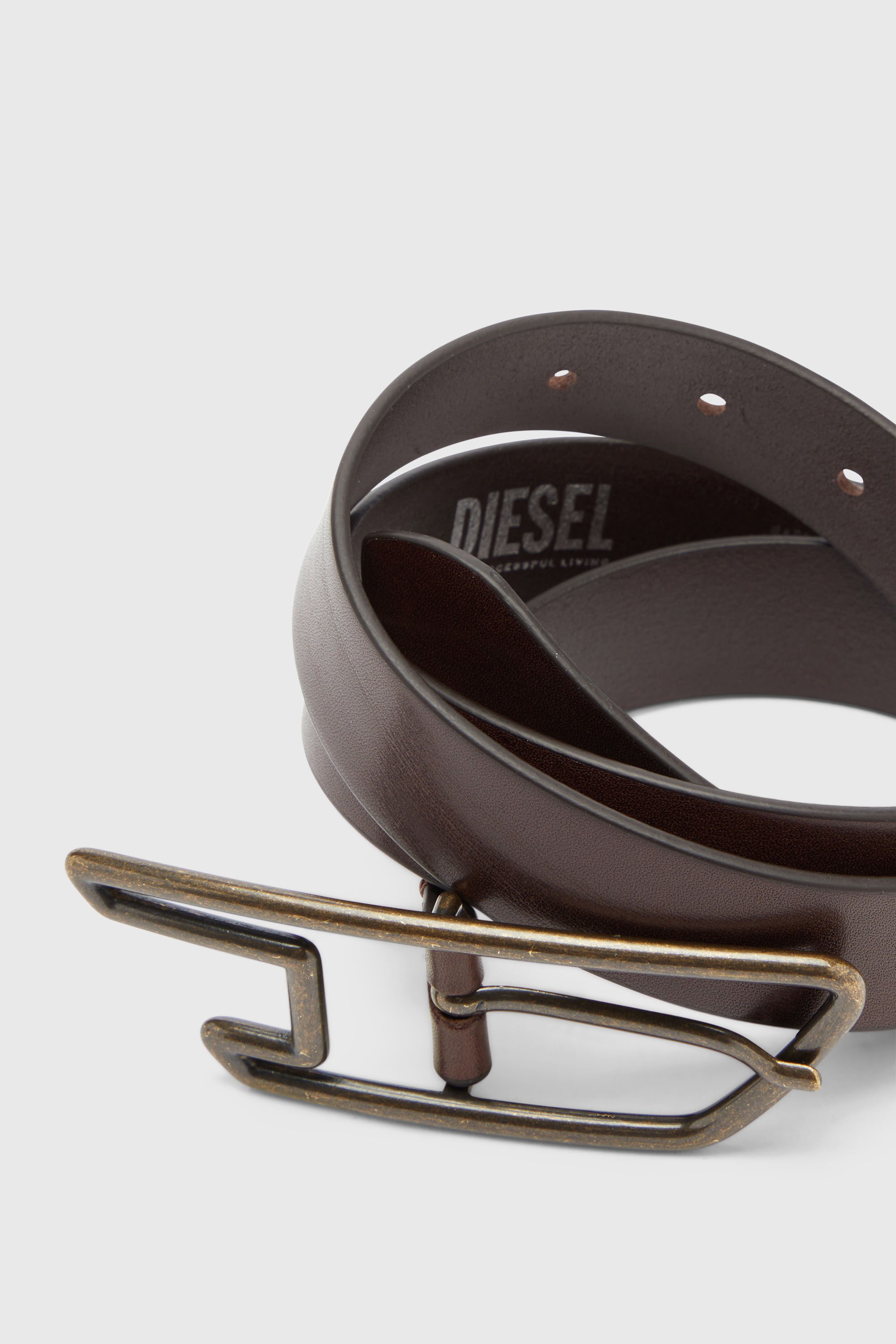 Diesel - B-D LINE 30, Cintura 3 cm in pelle con fibbia a D Unisex in Marrone - 3