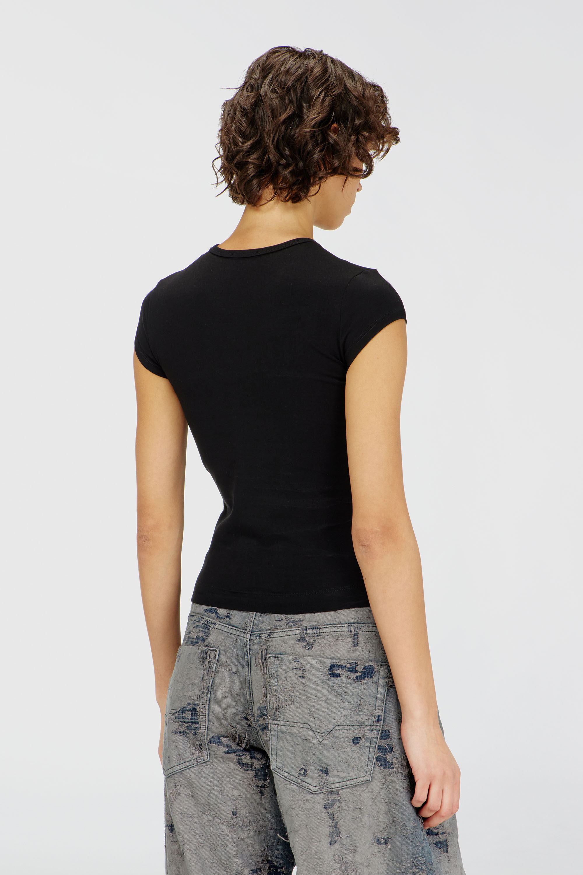 Diesel - T-ANGIE, Woman's T-shirt with Oval D logo in Black - 4