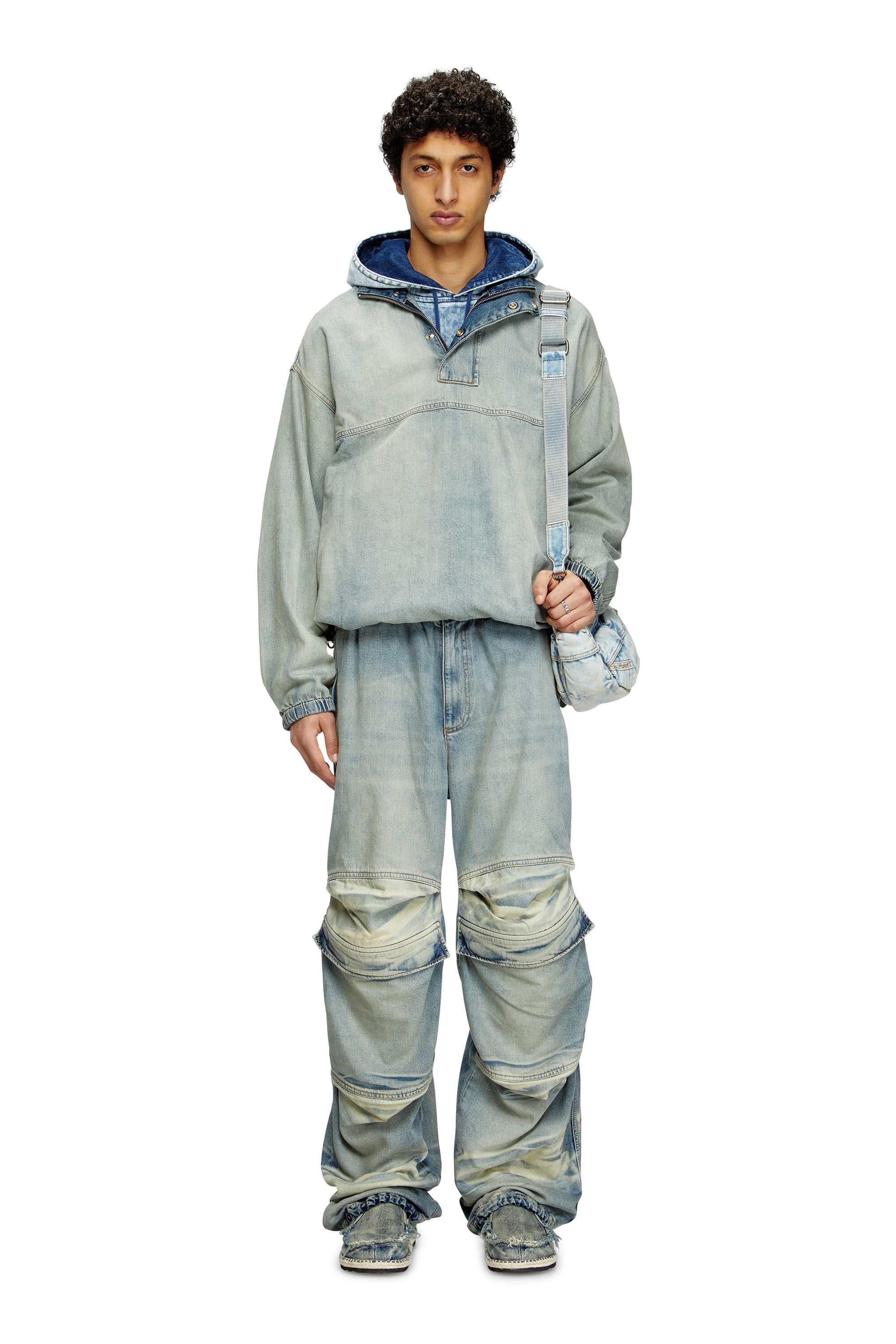 Diesel - D-FLOW-S1, Unisex Pullover aus leichtem zweifarbigem Denim in Hellblau - 1