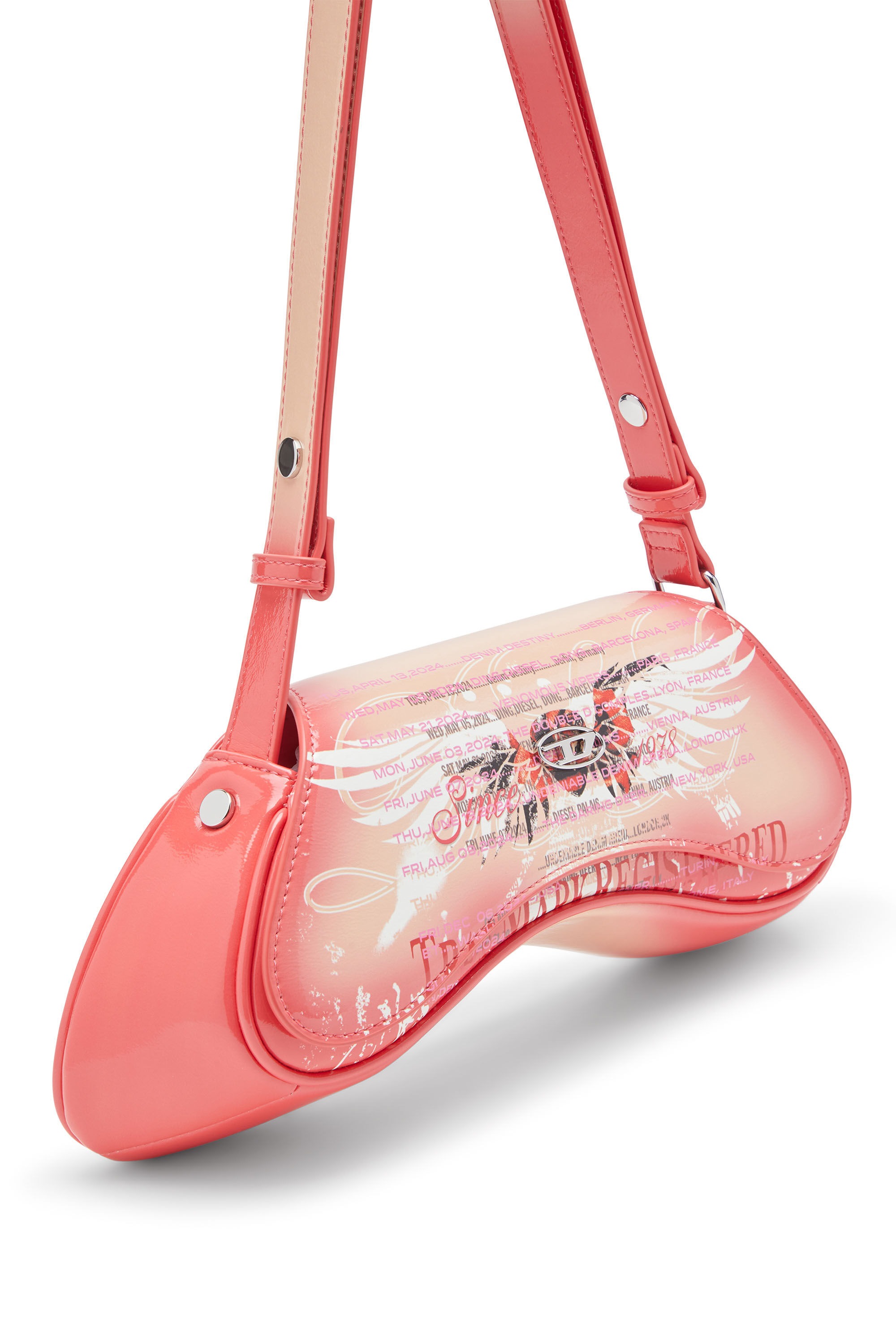 Diesel - PLAY CROSSBODY, Play-Sac à bandoulière en PU glossy imprimé Femme in Rose - 2