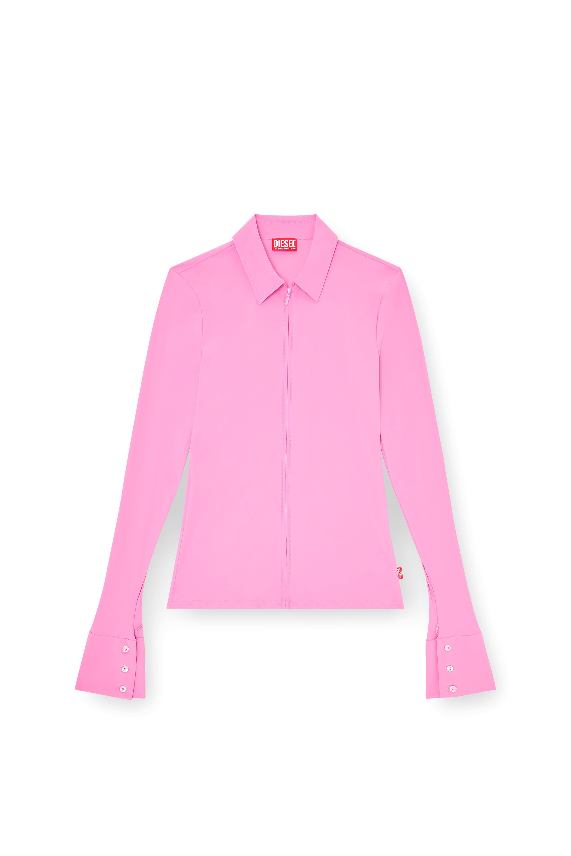 Diesel - S-LOKID, Camicia aderente con zip in Lycra Uomo in Rosa - 2