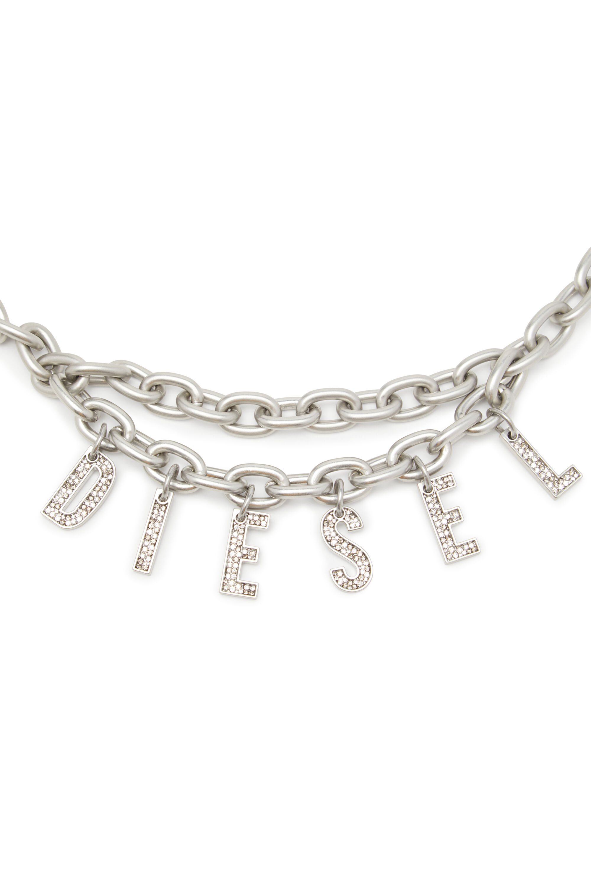 Diesel - B-CHARM CHAIN, Ceinture 1 cm chaîne avec breloque en cristal Femme in Gris argenté - 2