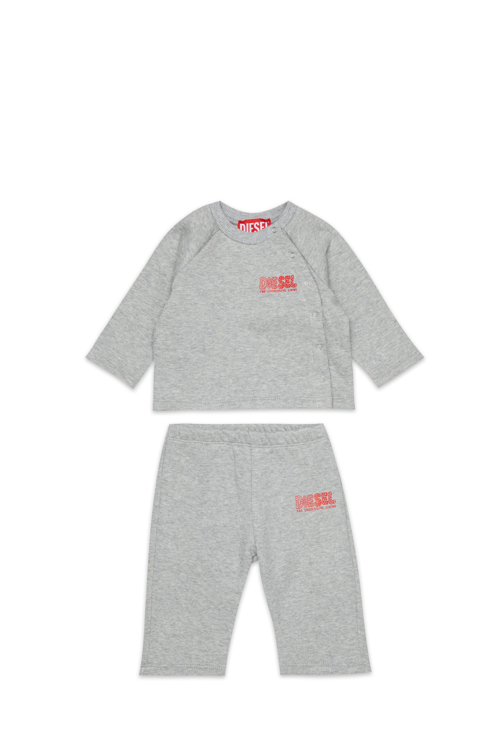 Diesel - SLUPY-SET-NB, Ensemble pour nouveau-n&eacute; avec imprim&eacute; logo Mixte in Gris - 1