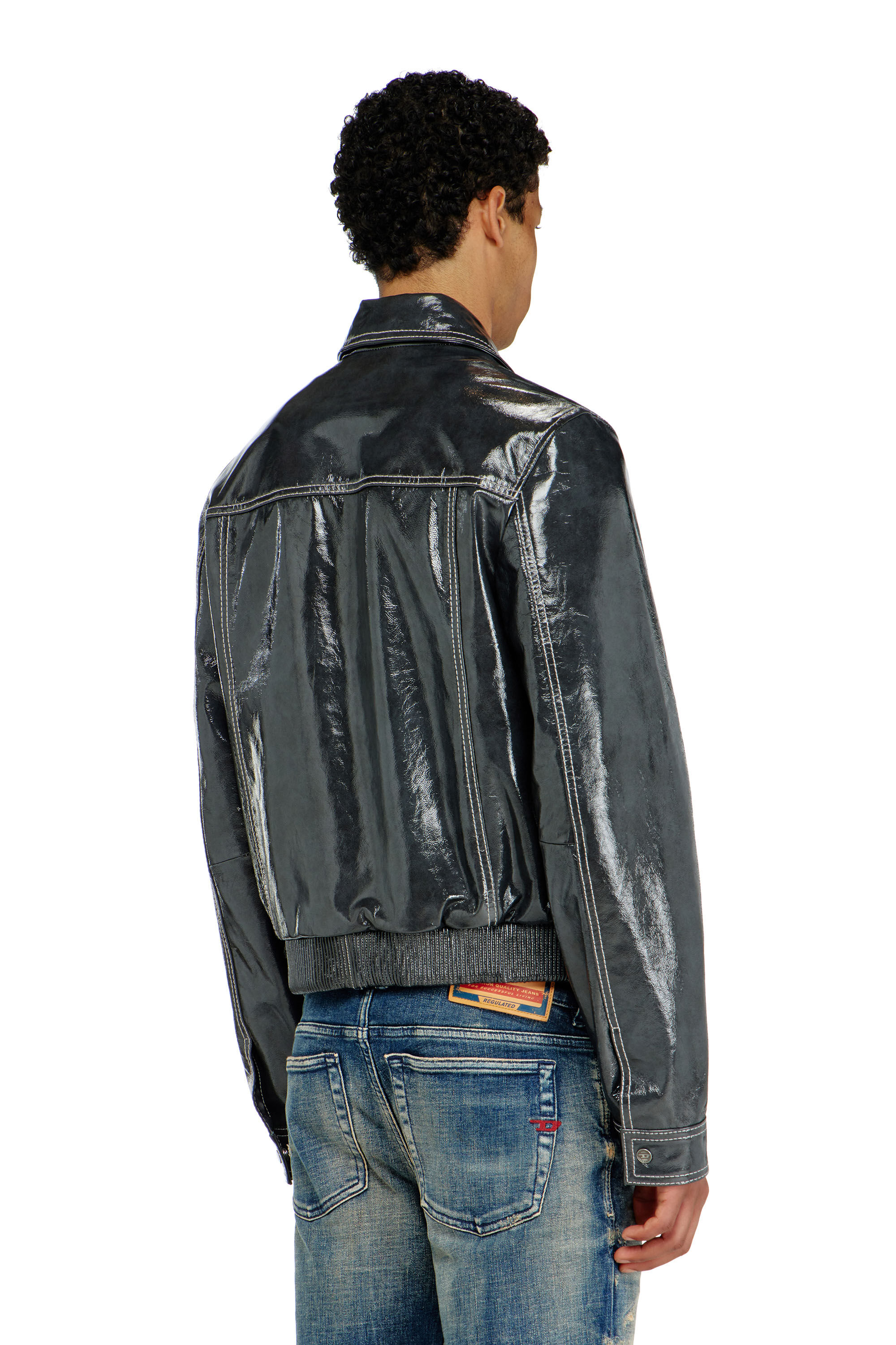 Diesel - L-ADDI, Giacca in vernice Uomo in Grigio - 4