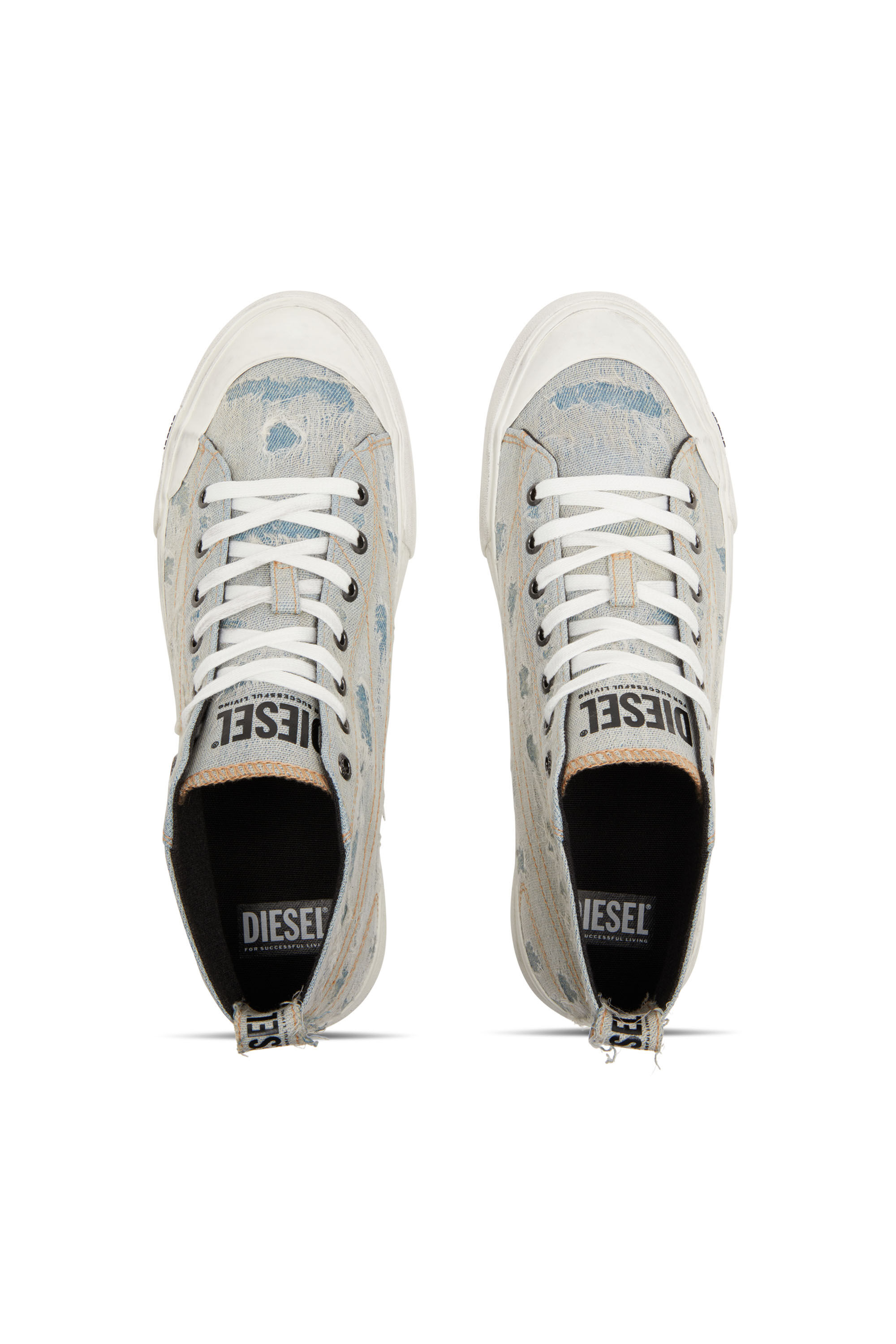 Diesel - S-ATHOS MID, Homme S-Athos-Sneakers montantes en denim et gaze in Bleu - Image 4