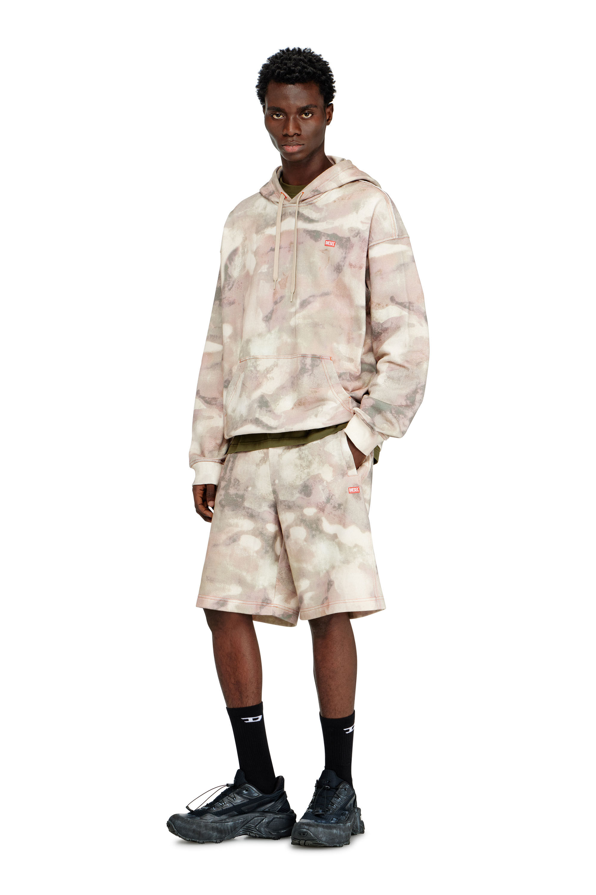 Diesel - S-BOXT-HOOD-V1, Sweat &agrave; capuche en coton biologique &agrave; imprim&eacute; camouflage Homme in Beige - 1