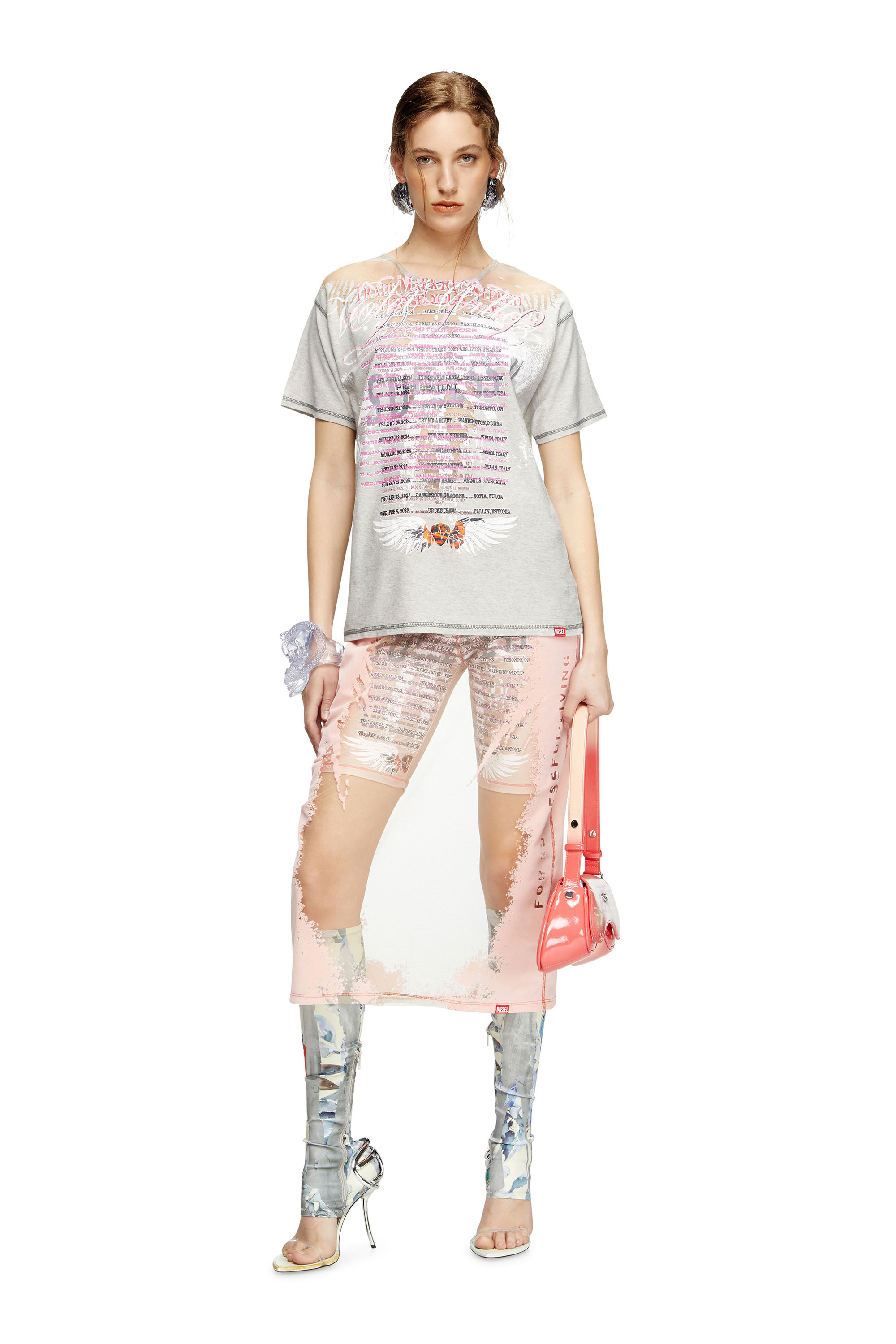 Diesel - T-NORMAC, T-shirt girocollo con stampa DJ Donna in Grigio - 1