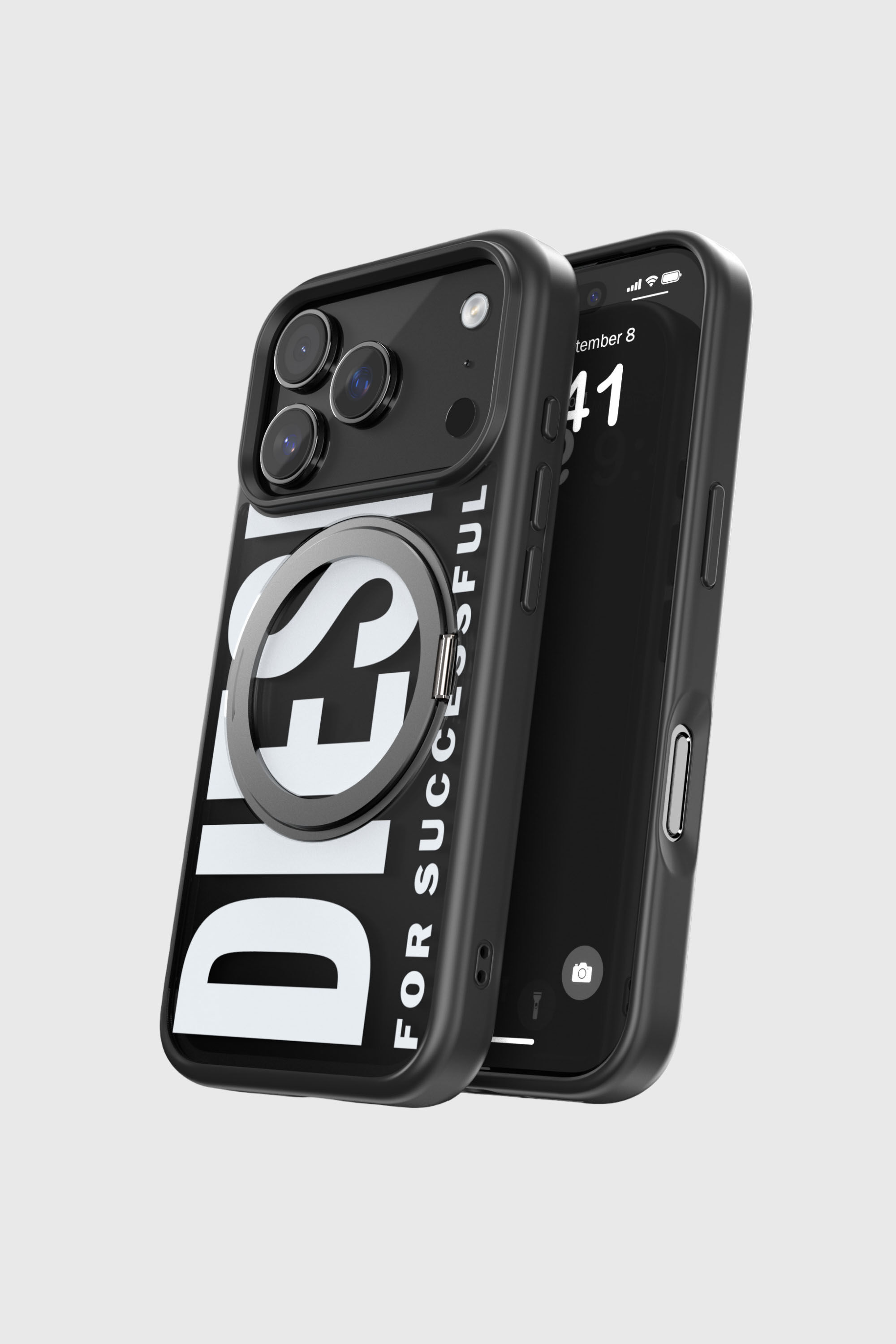 Diesel - 60405 RING STAND CASE RING STAND, Custodia Ringstand-Magsafe per iPhone 17 Pro Unisex in Nero - 5