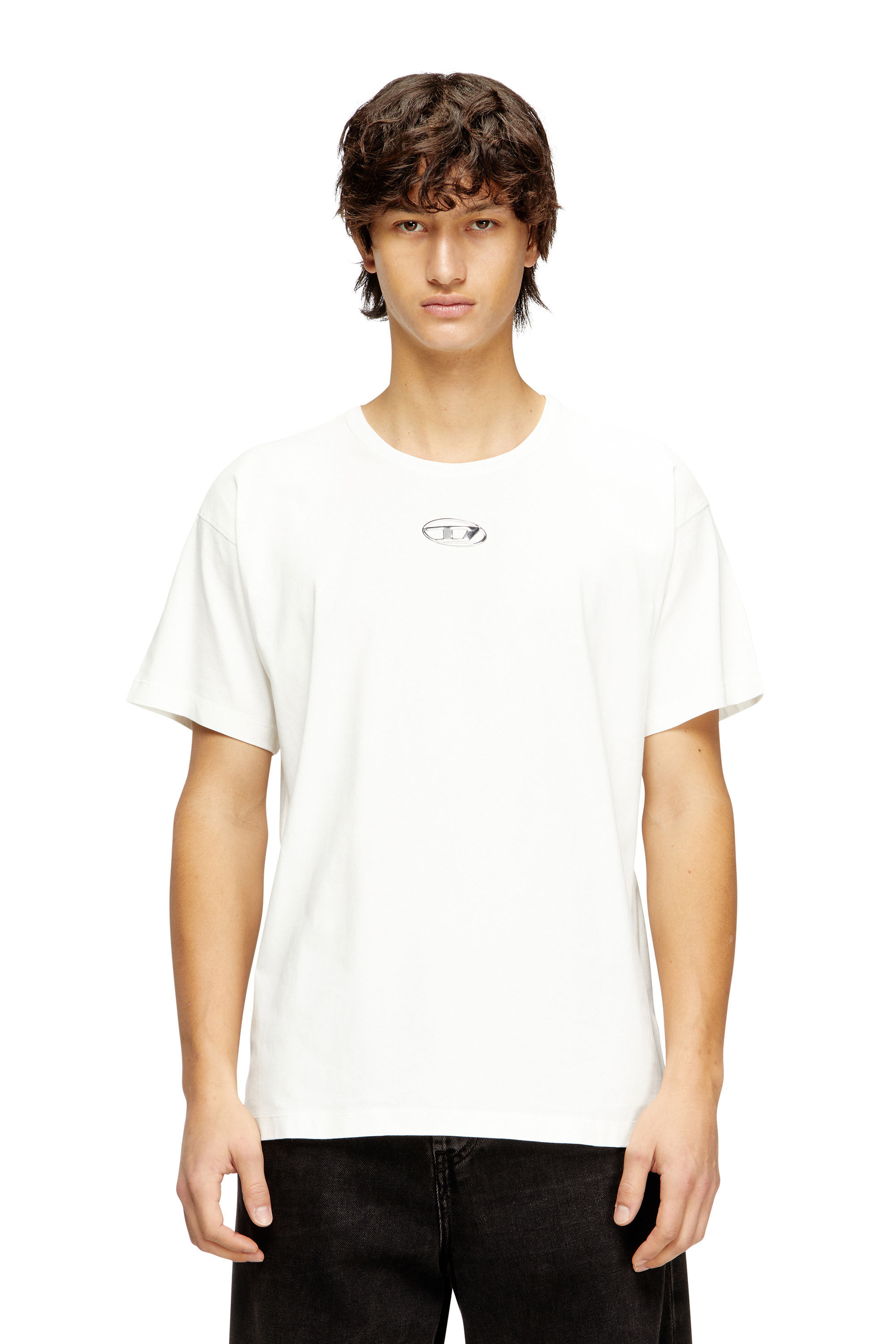 Diesel - T-NORM-IOD, T-shirt en coton léger avec logo Ovale D métallisé Homme in ToBeDefined - 3