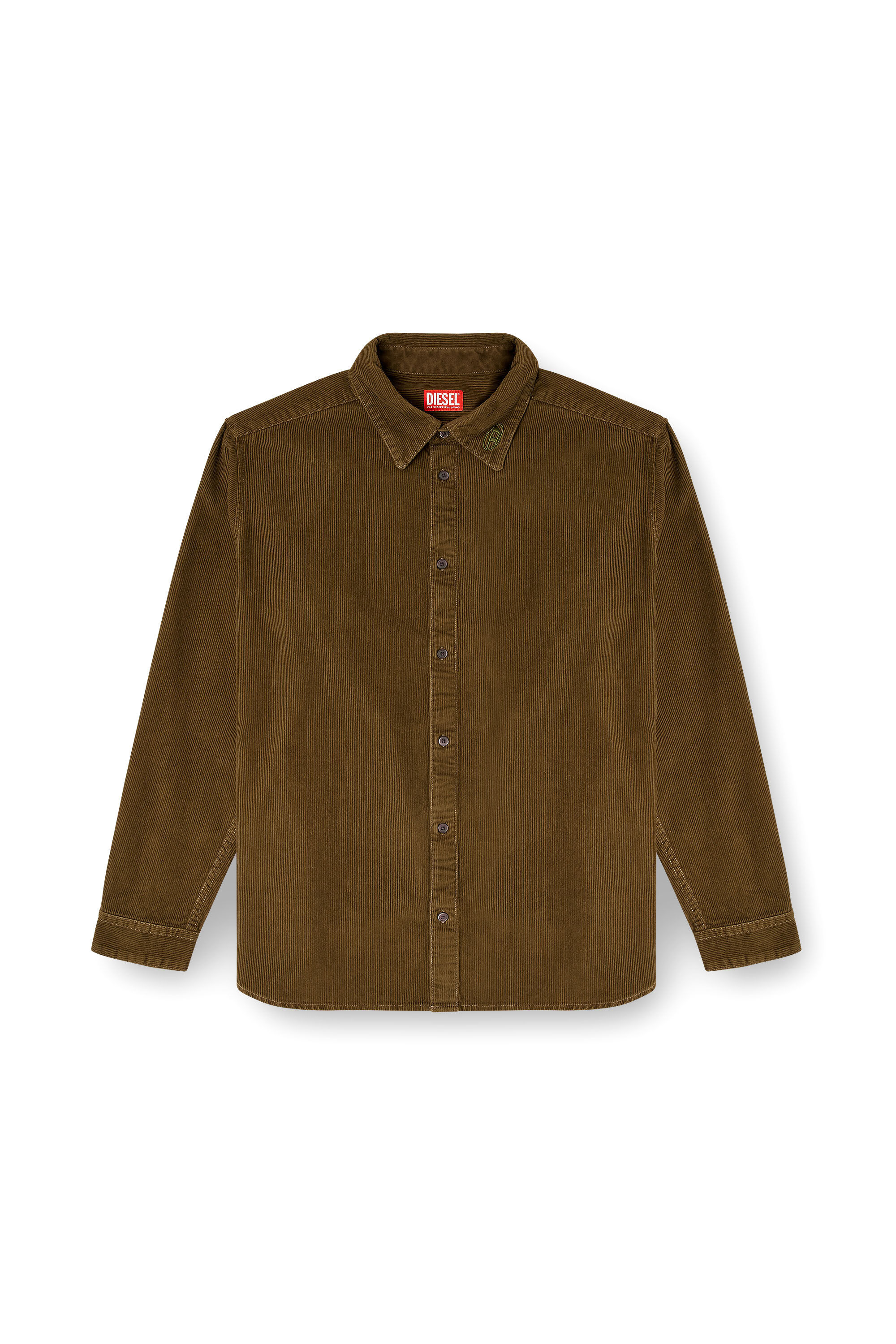 Diesel - S-SIMPLY-AJFQ, Camicia in cotone con ricamo sul colletto Uomo in Verde - 2