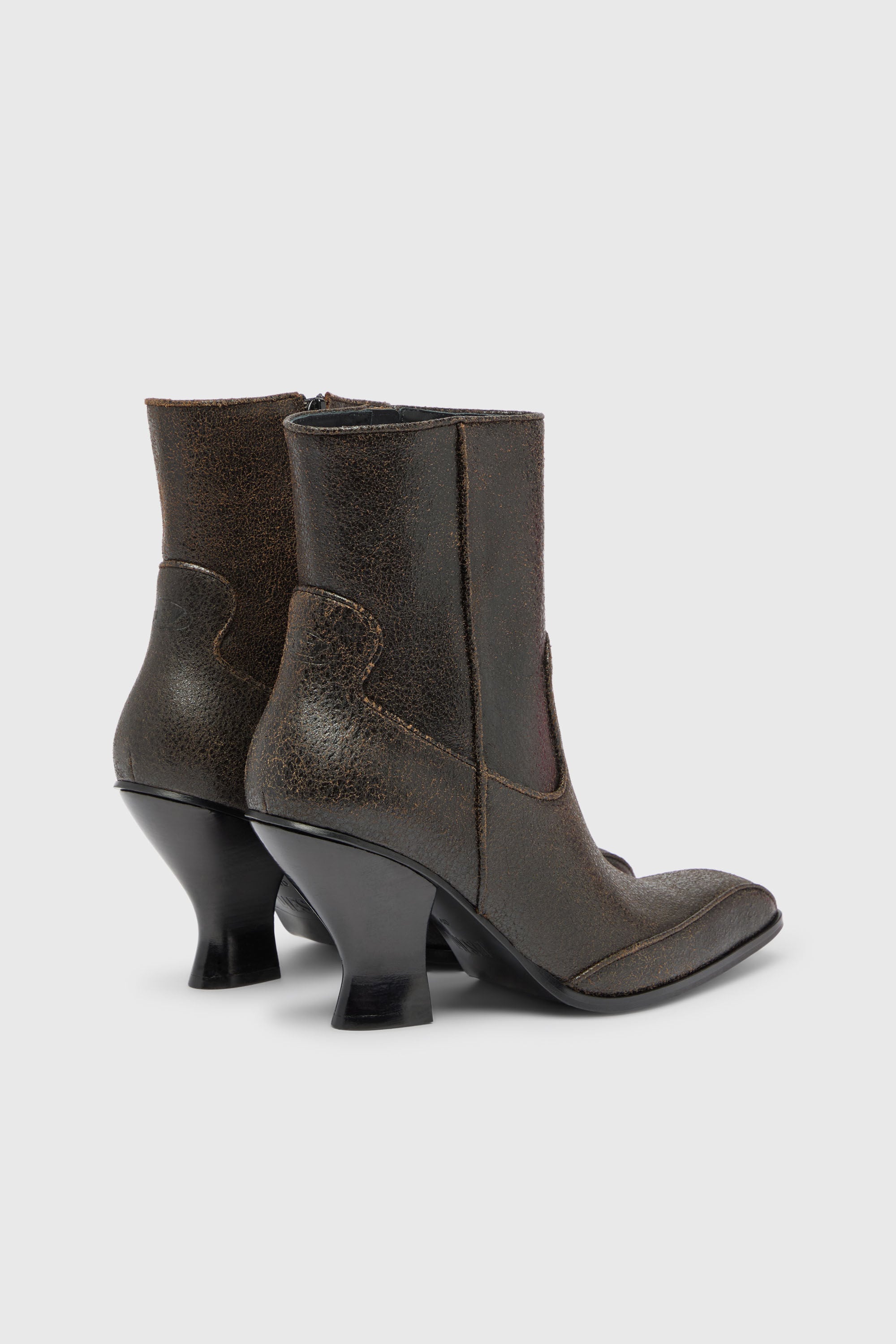 Diesel - D-LUFFY-75-AB, D-Luffy - Bottines en cuir craquel&eacute; Femme in Marron - 3