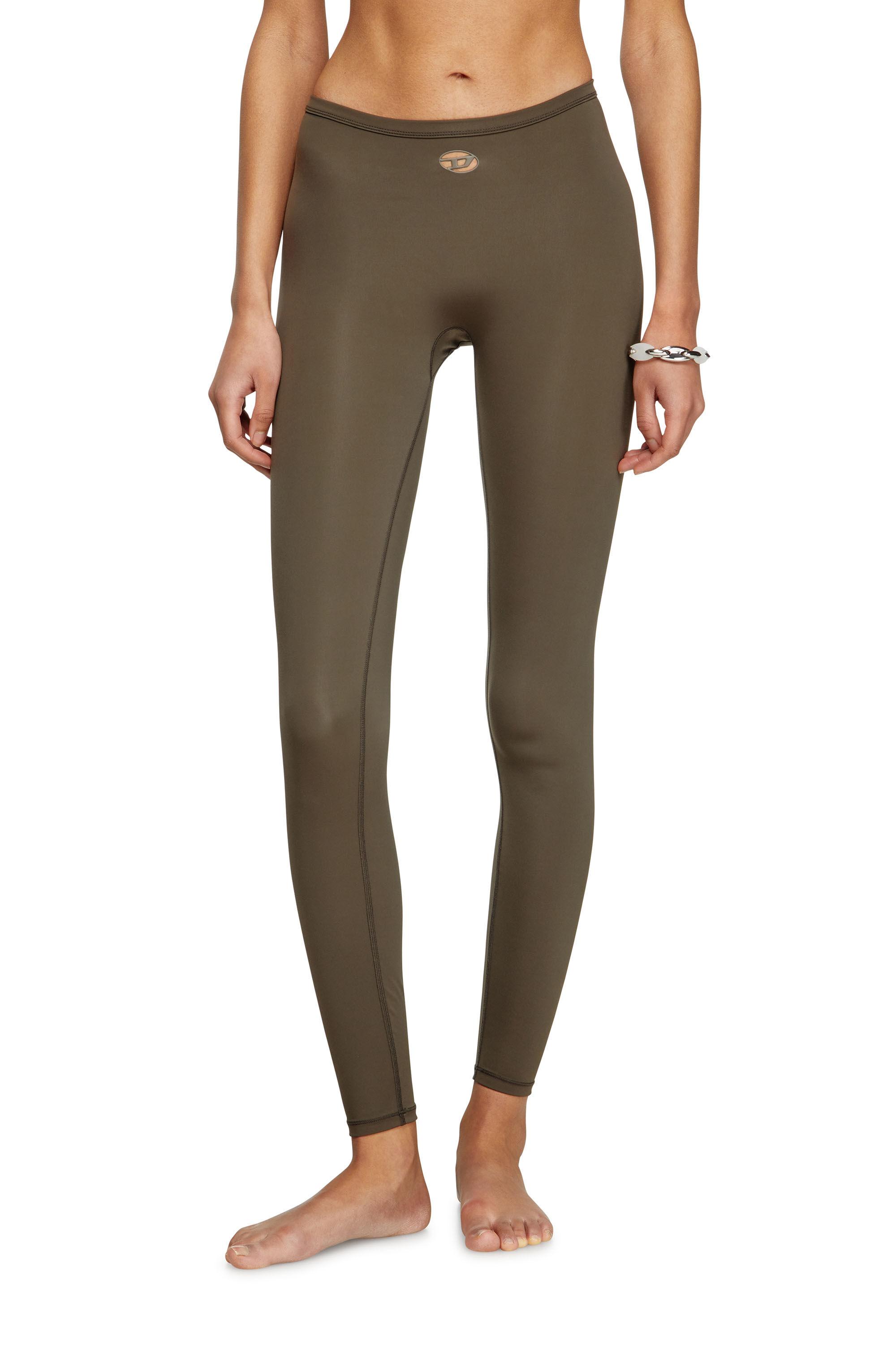 Diesel - MINA-UTLT, Legging en nylon stretch Femme in Marron - 3