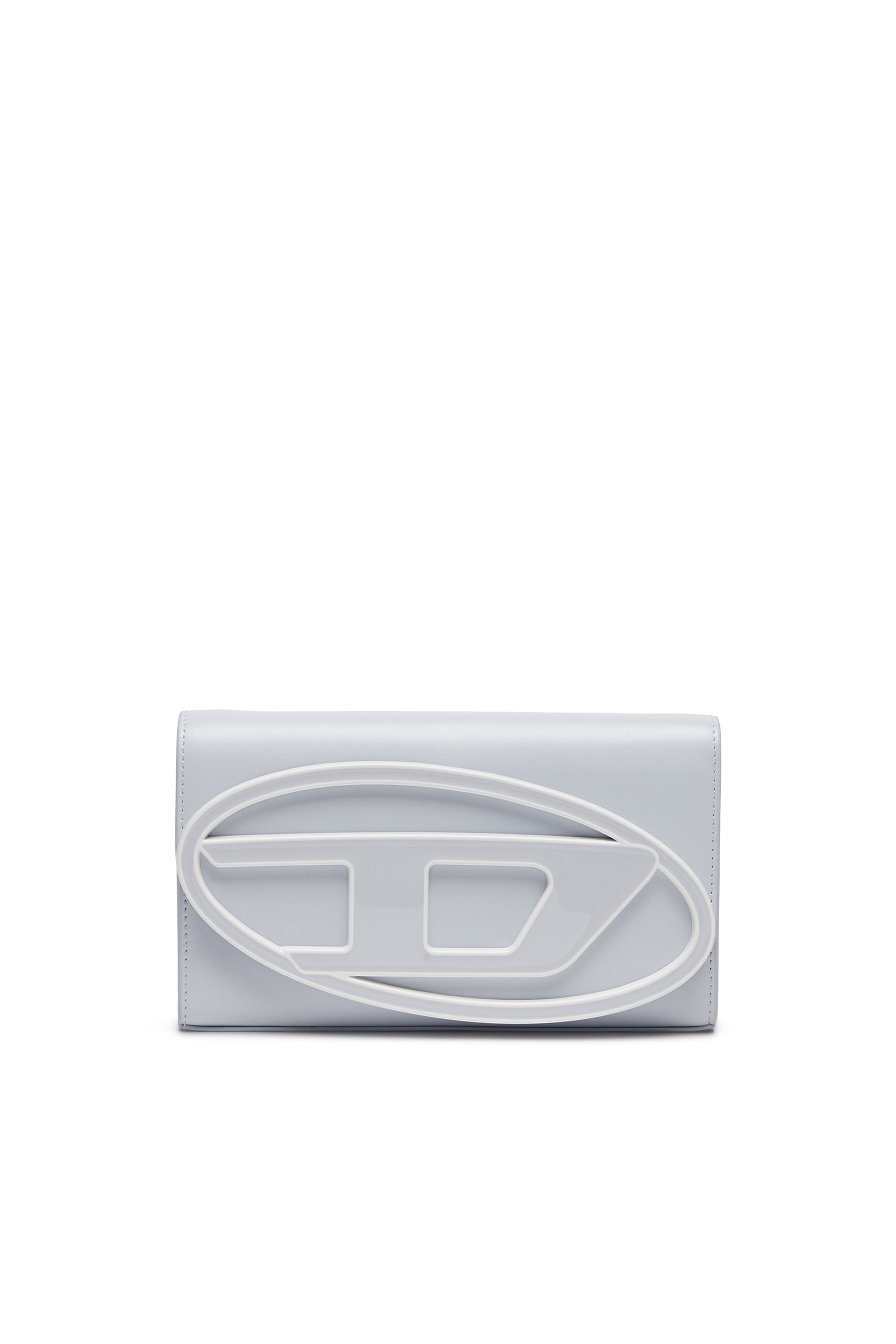 Diesel - 1DR WALLET STRAP, Damen Portemonnaie-Tasche aus pastellfarbenem Leder in Blau - Image 1