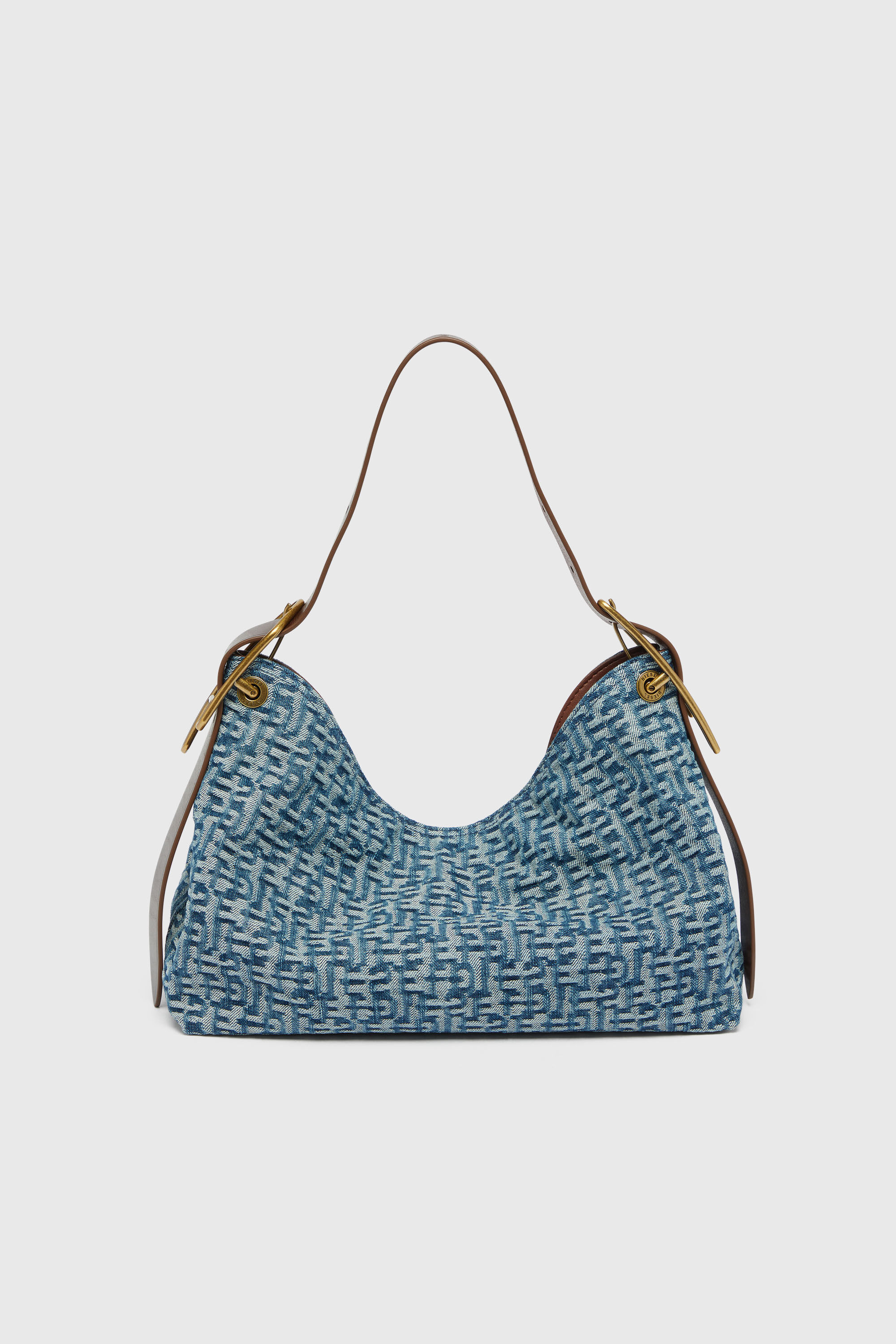Diesel - D-LINE HOBO S, D-Line Borsa a spalla in denim monogram Donna in Blu - 3