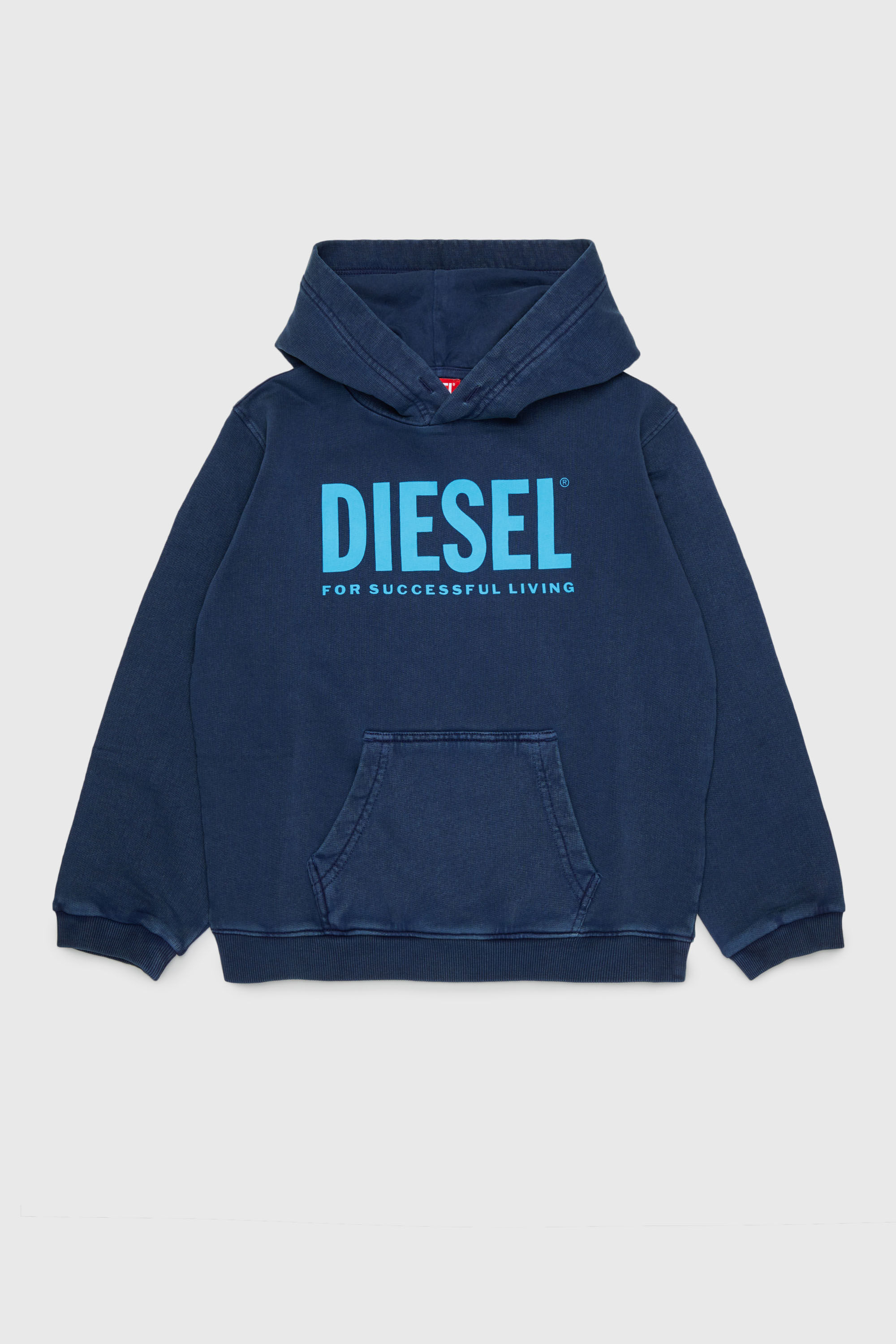 Diesel - STISEL OVER, Sweat &agrave; capuche avec maxi logo imprim&eacute; Homme in Bleu - 1