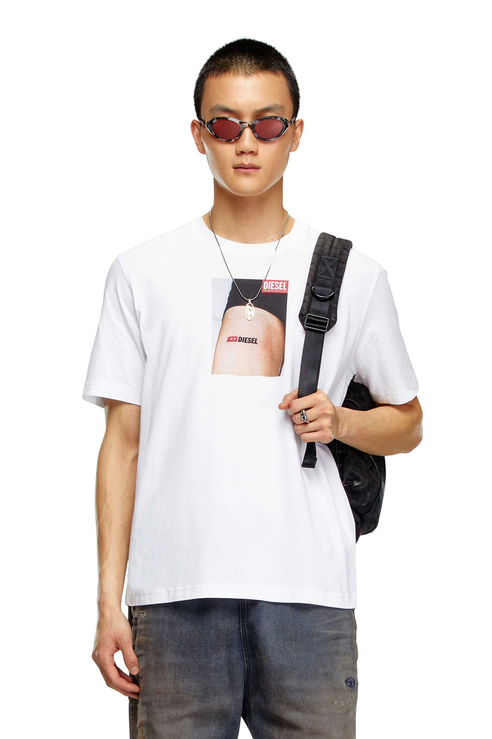 Diesel - T-ADJUST-K19, Uomo T-shirt con stampa Diesel tattoo in Bianco - Image 3