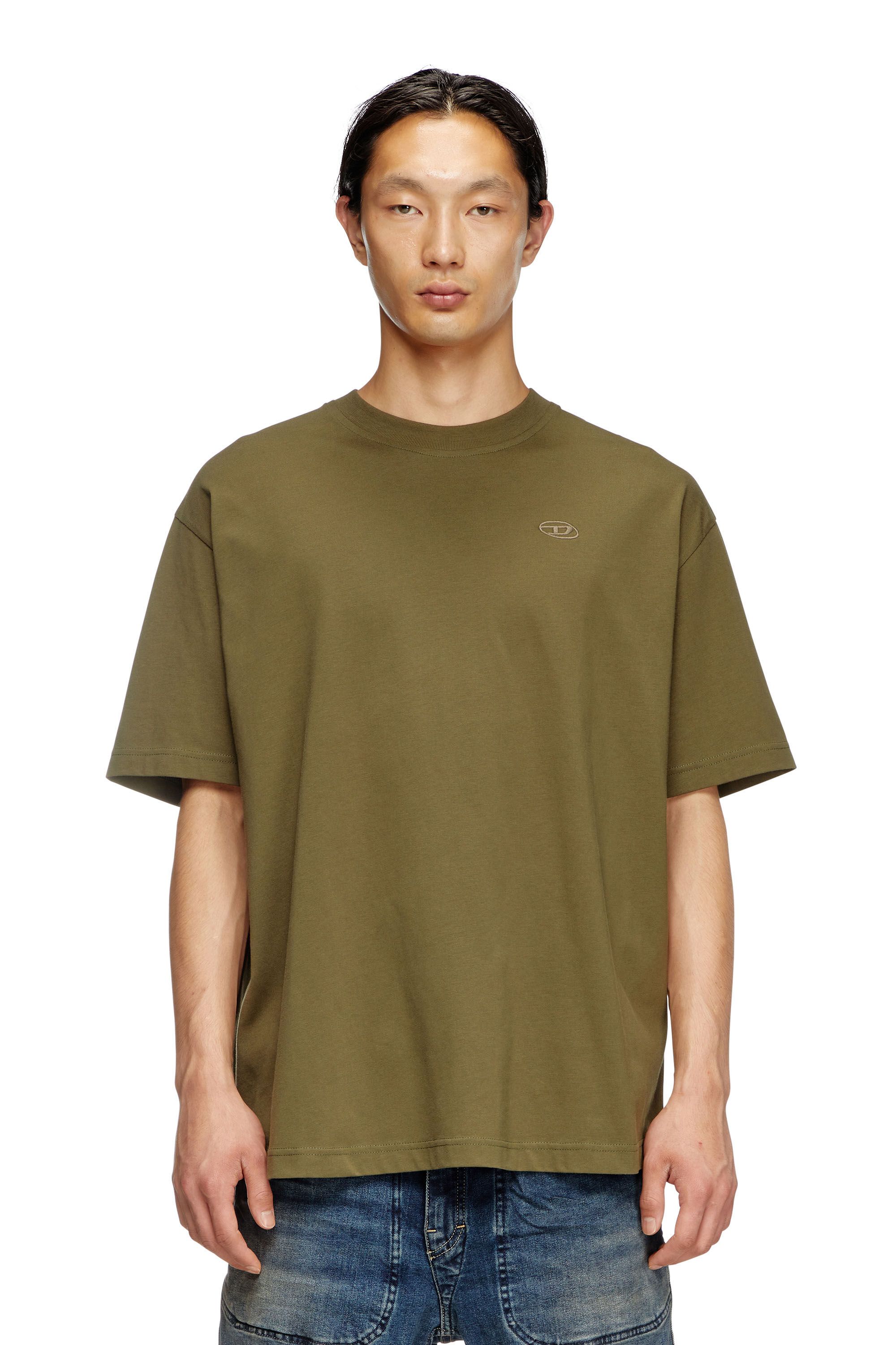 Diesel - T-BOGGY-MEGOVAL-D, Herren T-Shirt mit großer Oval D-Stickerei in Grün - 3
