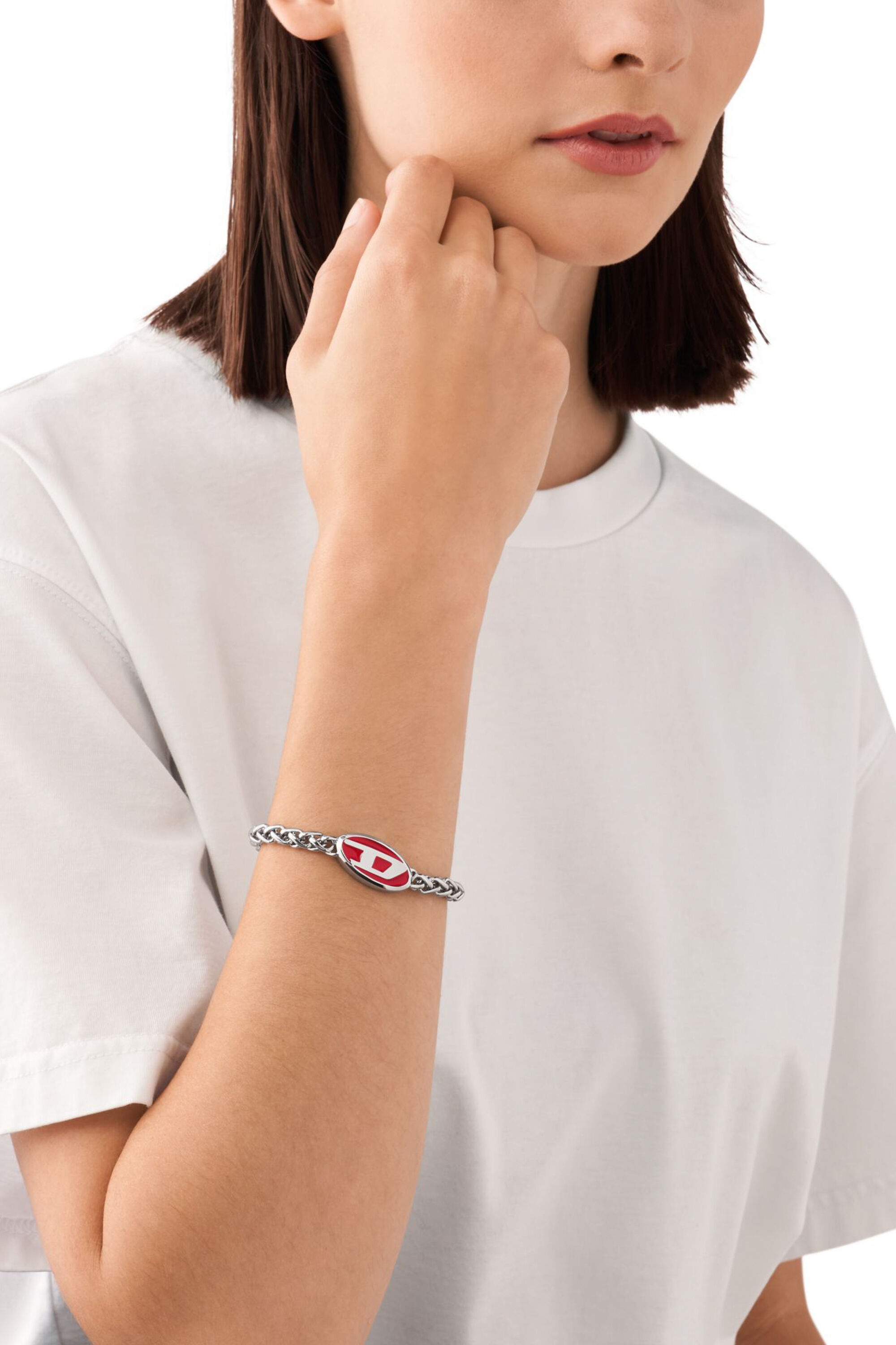 Diesel - DX1445, Bracelet chaîne en acier inoxydable Mixte in Gris argenté - 3