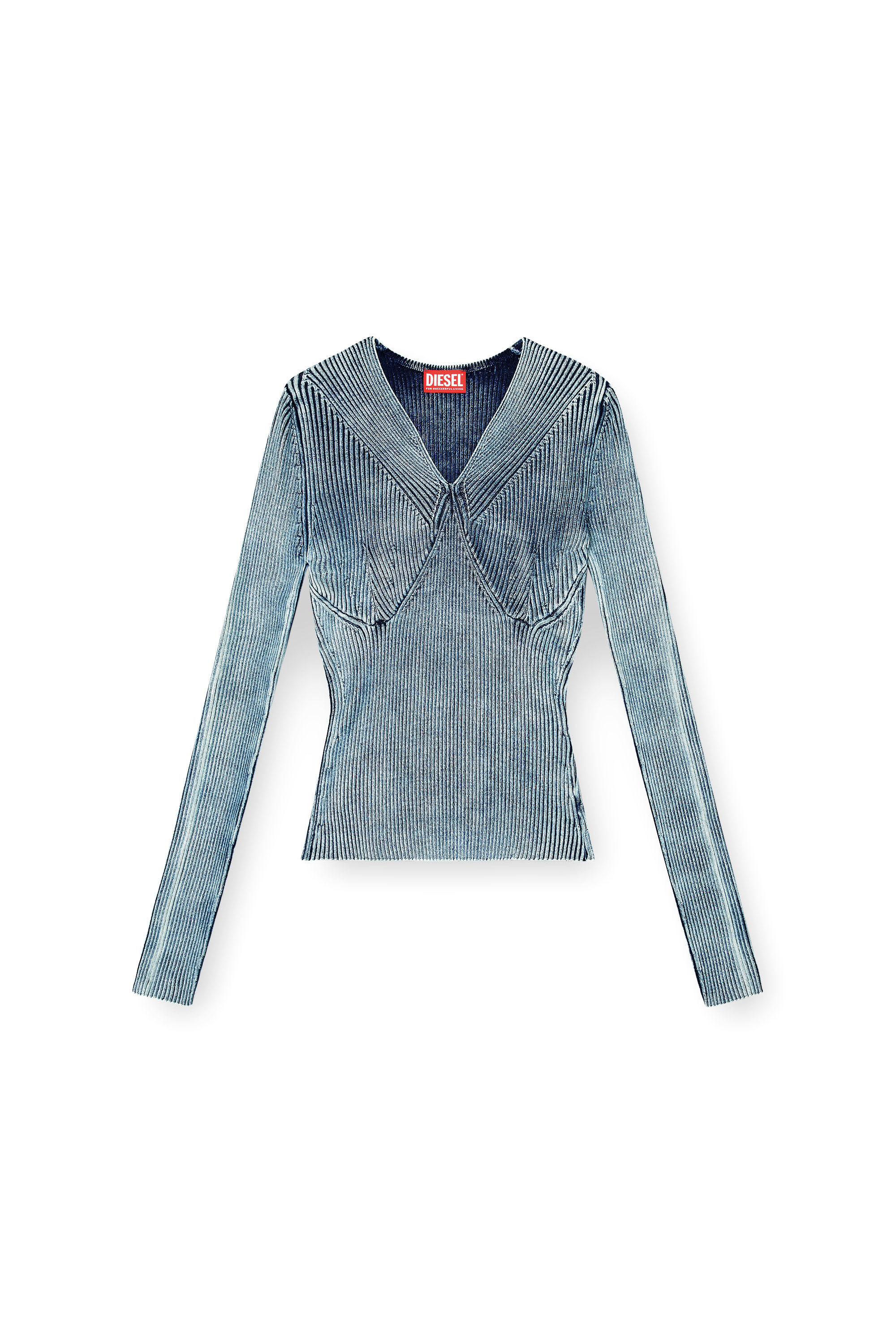 Diesel - M-MILMO, Pull en fil de denim à effet brillant Femme in Bleu - 2