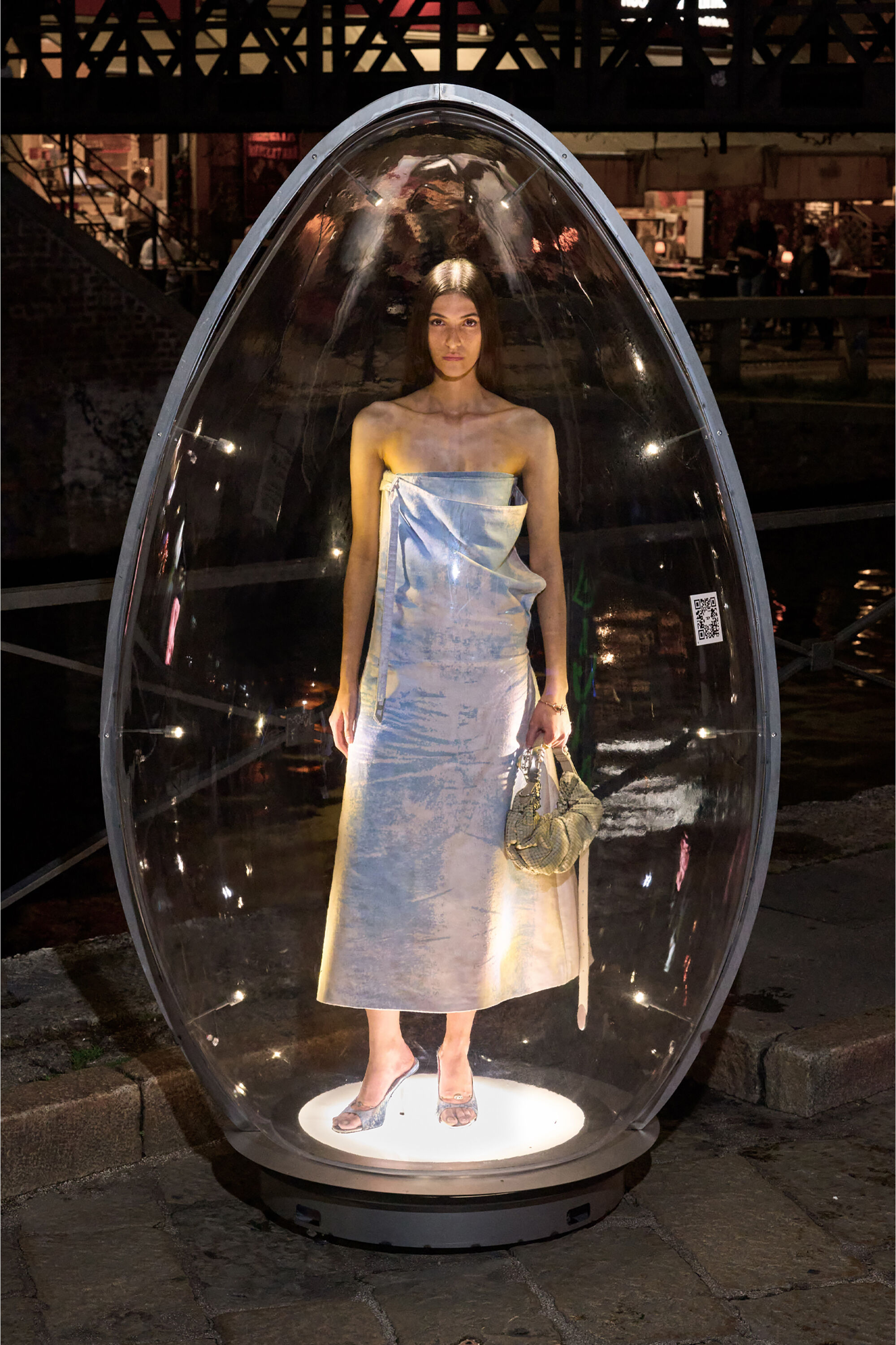 Diesel - DE-ERONIX-FSI, Abito lungo in satin denim colorato Donna in Blu - 6