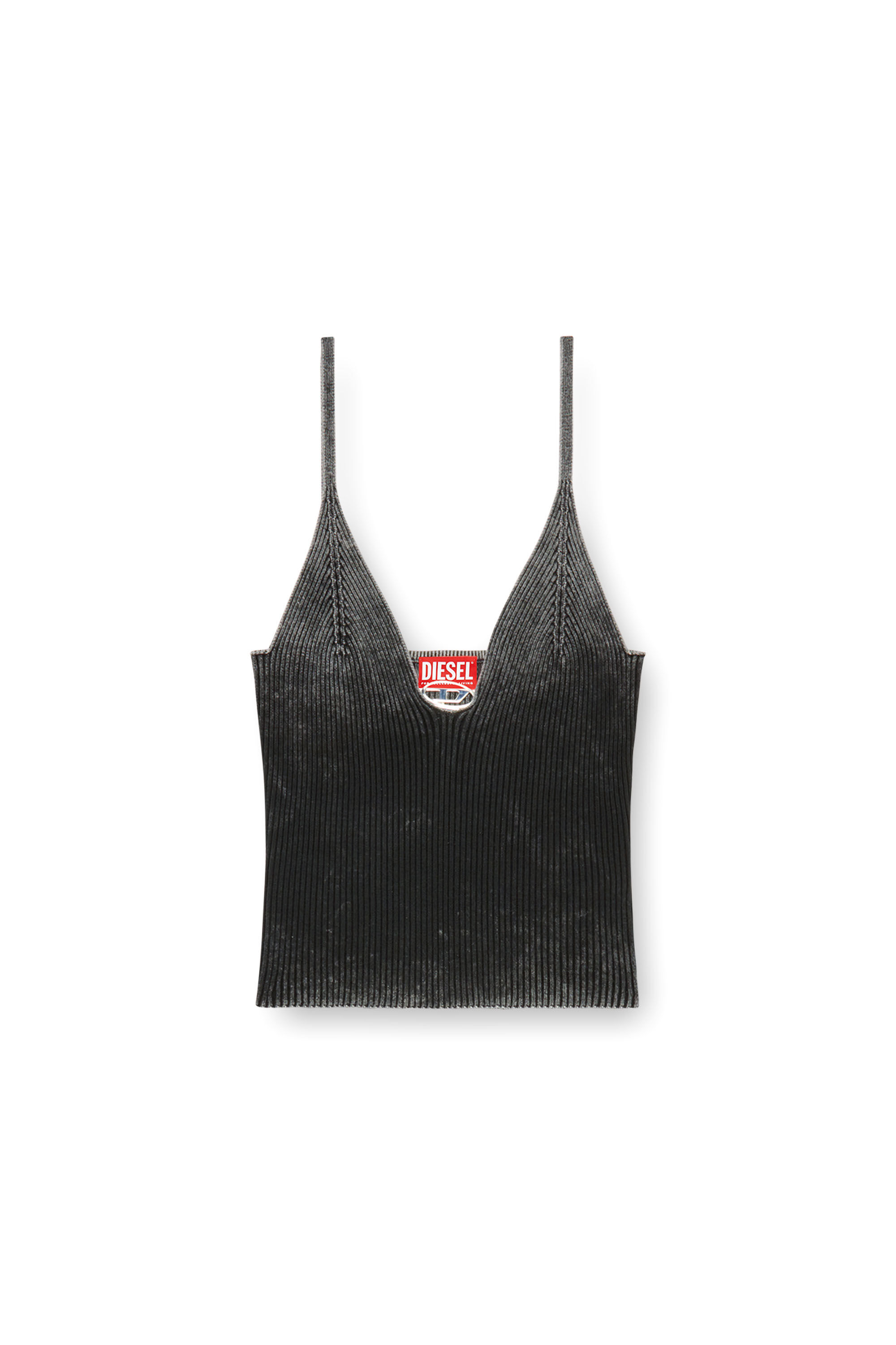 Diesel - M-LAILA, Damen Camisole-Top aus verblasstem Rippstrick in Schwarz - Image 2