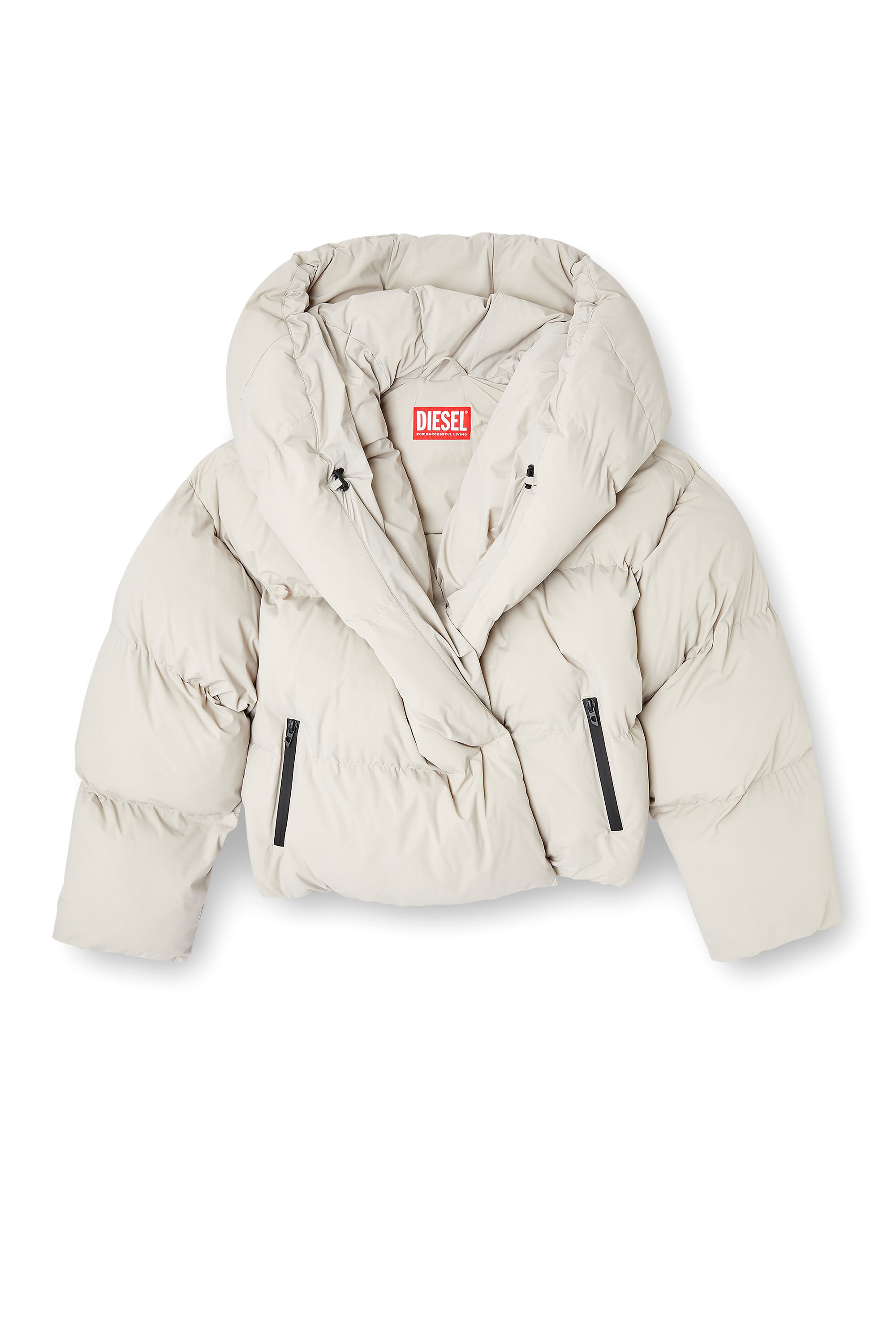 Diesel - W-ILEY-T1, Damen Wickel-Daunen-Jacke aus Bi-Stretch-Nylon in Beige - 2