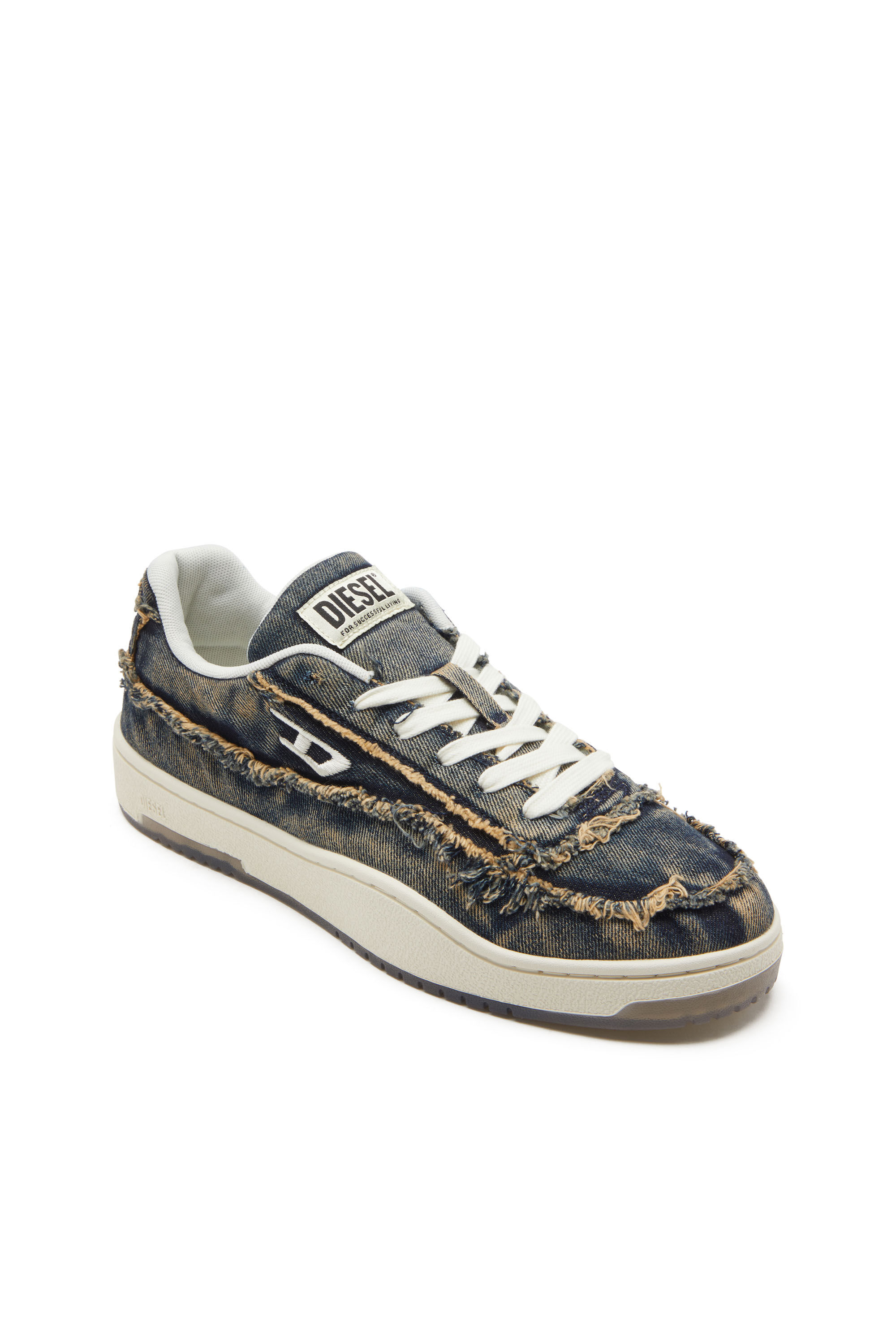 Diesel - S-TRACKER-D LOW, S-Tracker-D-Sneaker in denim sfrangiato e suola trasprarente Uomo in Blu - 6