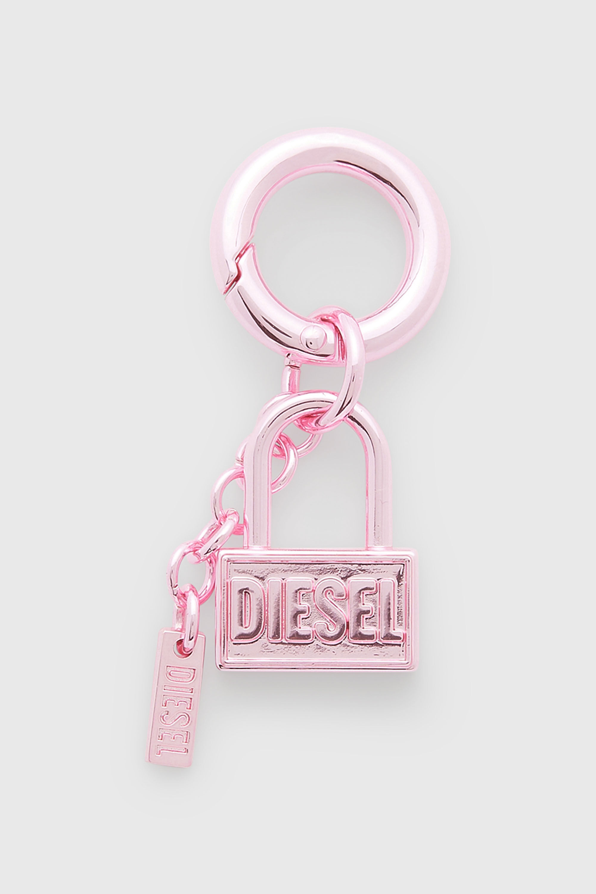 Diesel - CHARM-LOCK, Porte-cl&eacute;s en m&eacute;tal avec motif cadenas Mixte in Rose - 1