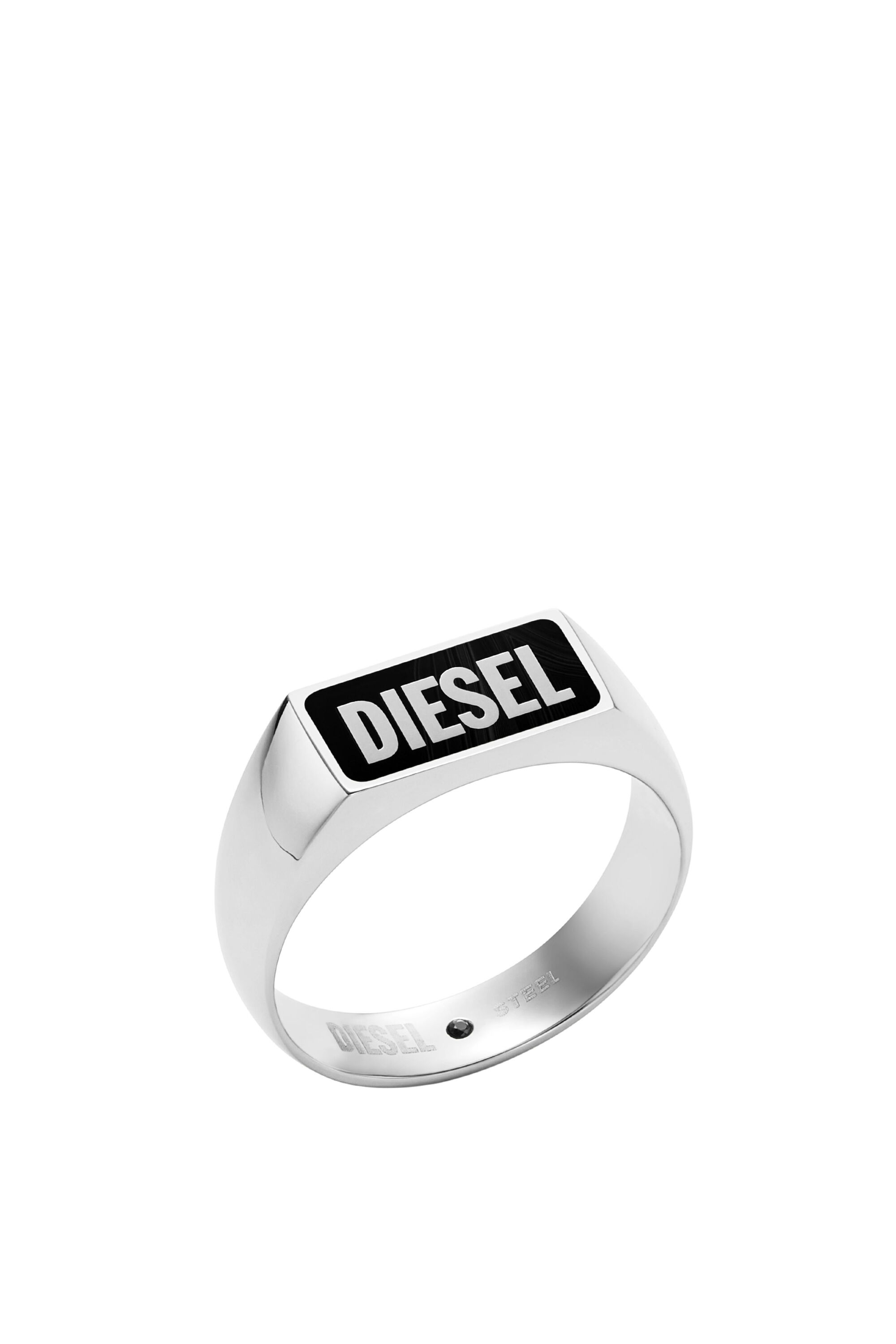 Diesel - DX1512, Uomo Anello chevalier in agata nera in Argento - Image 1