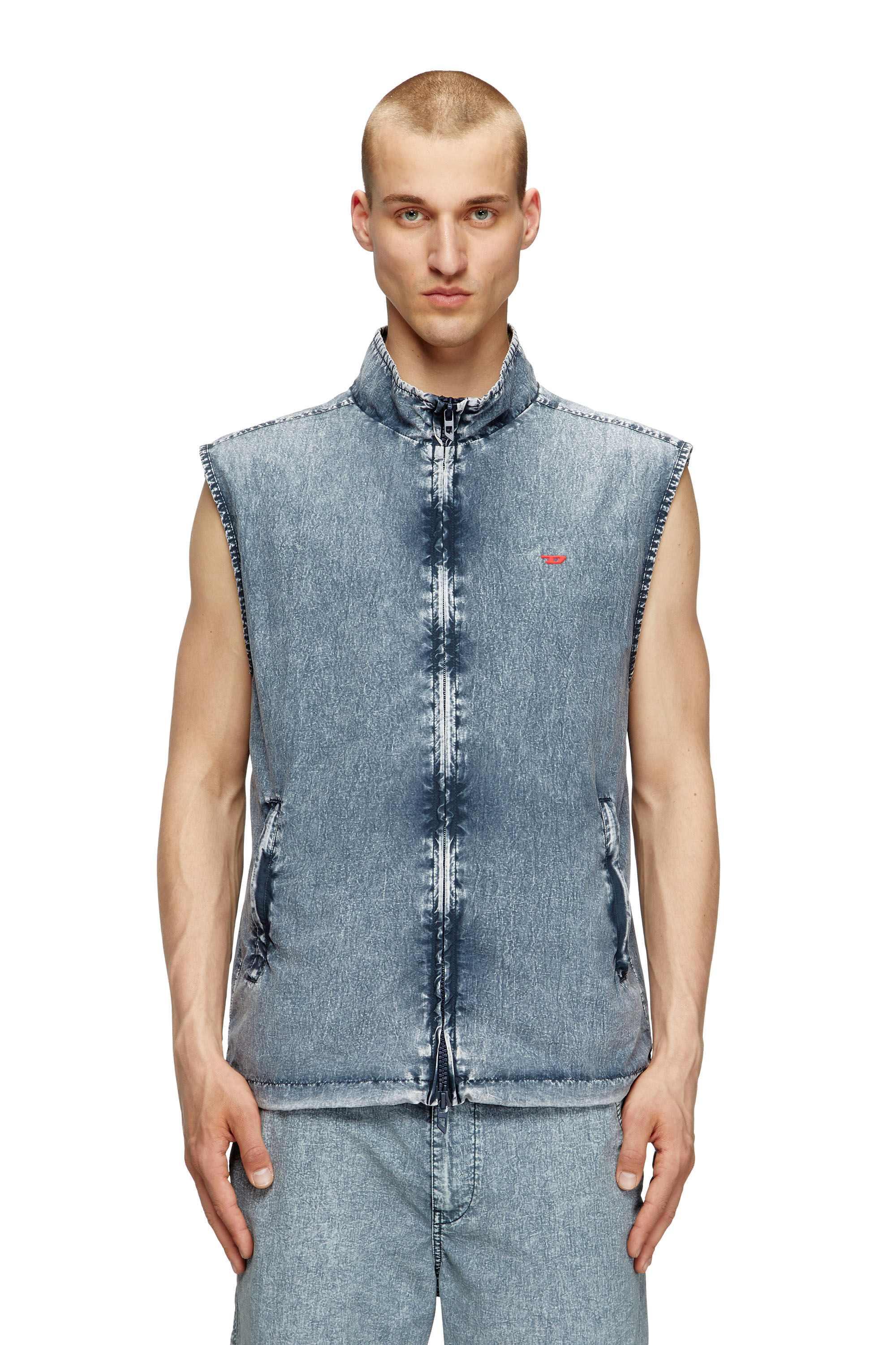 Diesel - J-ERB, Gilet in nylon Taslan riciclato Uomo in Blu - 3