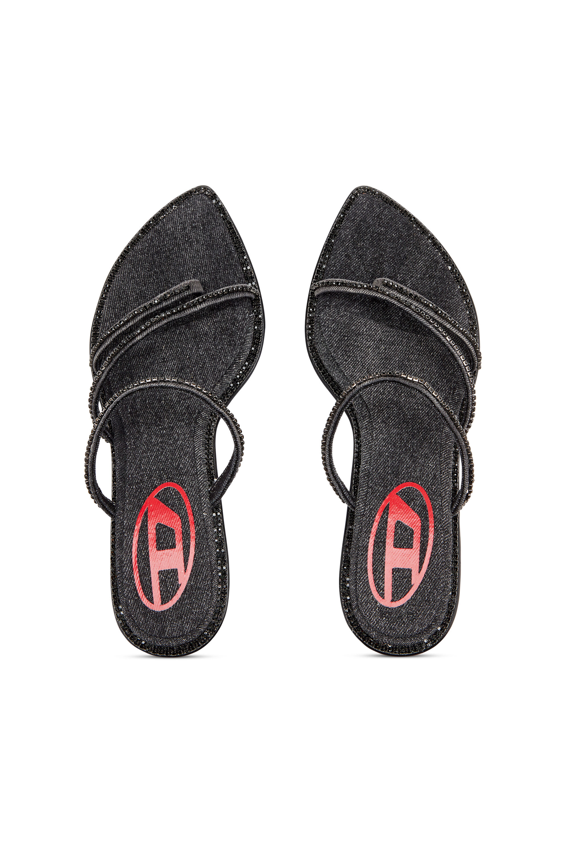 Diesel - D-HAVANNA KITTIE, D-Havanna-Mules à petits talons en denim avec cristaux Femme in Noir - 5