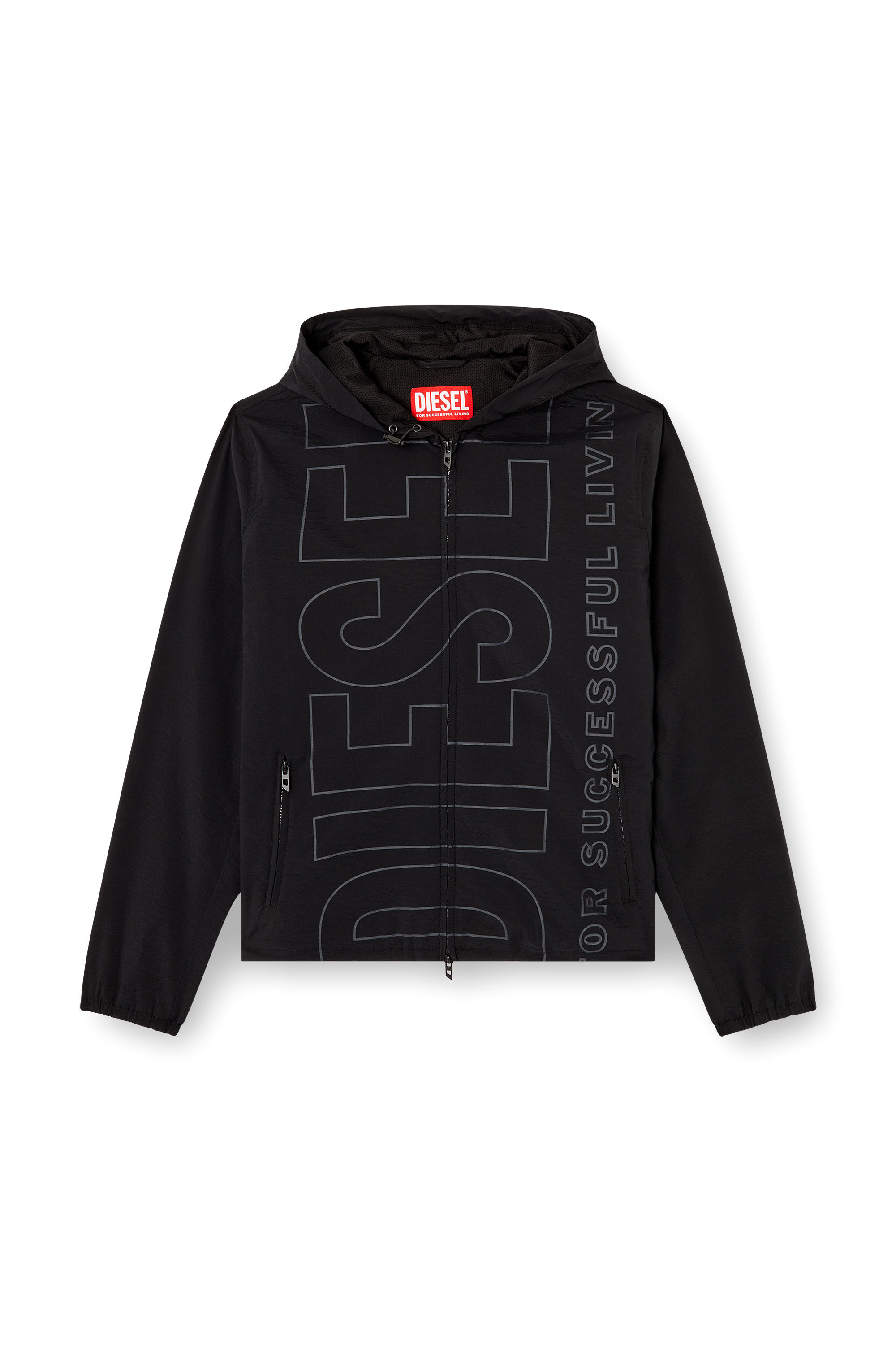 Diesel - J-ANDREW, Veste en nylon avec logo en contour Homme in Noir - 5