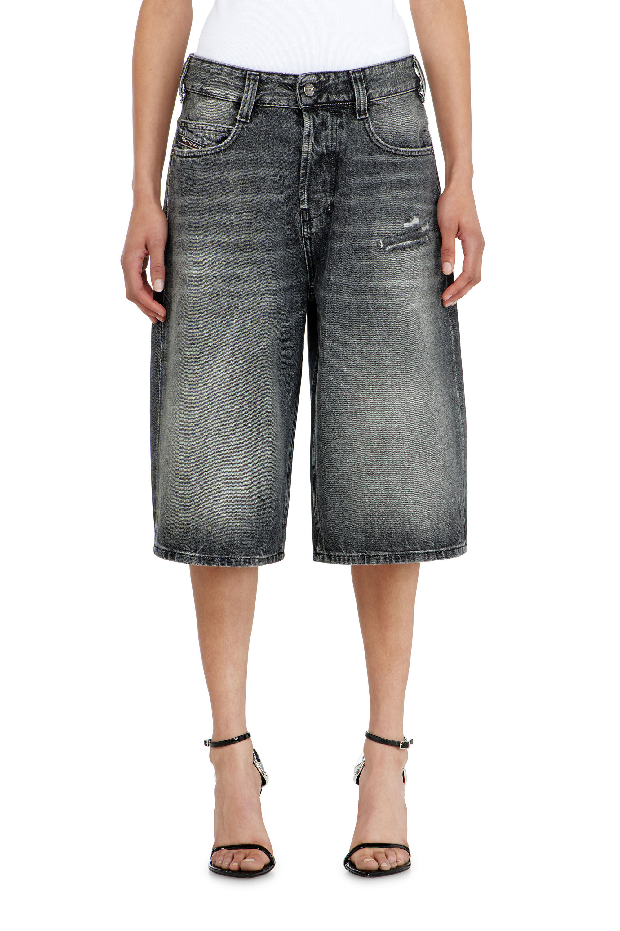 Diesel - D-ENIM-M-SHORT, Pantaloni corti relaxed in denim con rotture Unisex in ToBeDefined - 1