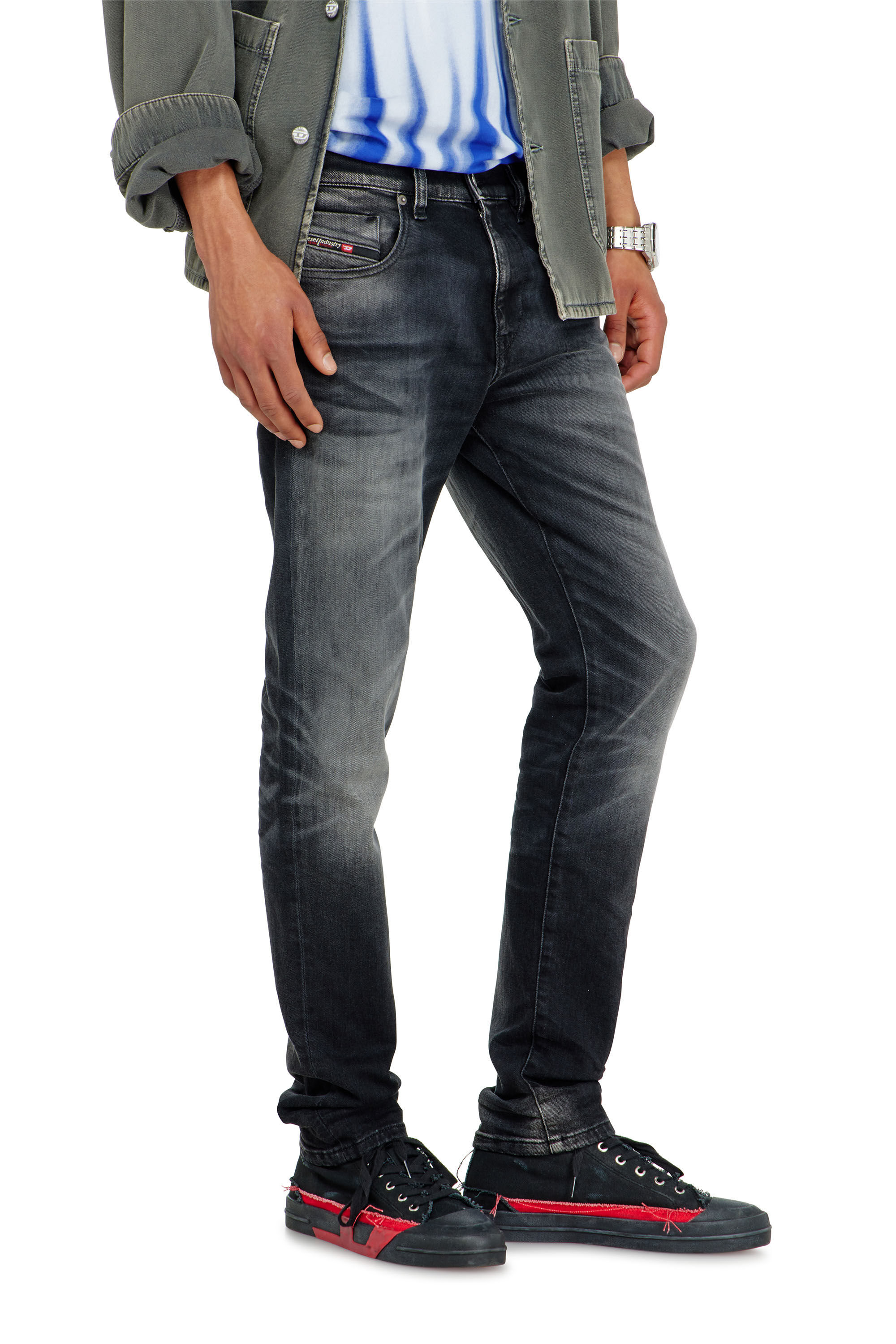 Diesel - Slim Jeans 2019 D-Strukt 09P38 Homme, Noir/Gris fonc&eacute; - Image 7