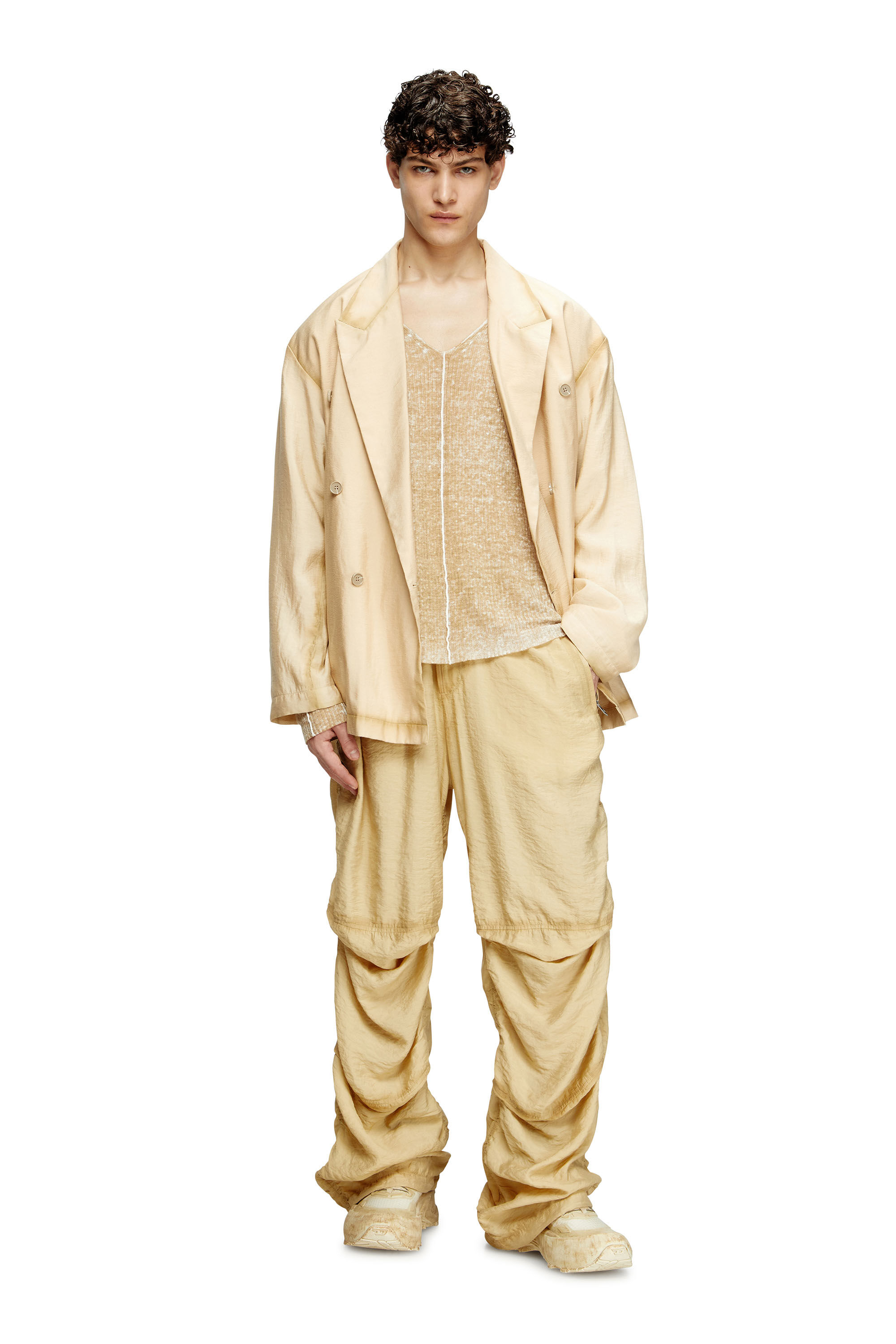 Diesel - K-ROBBEL, Maglia con stampa inside-out Uomo in Beige - 1