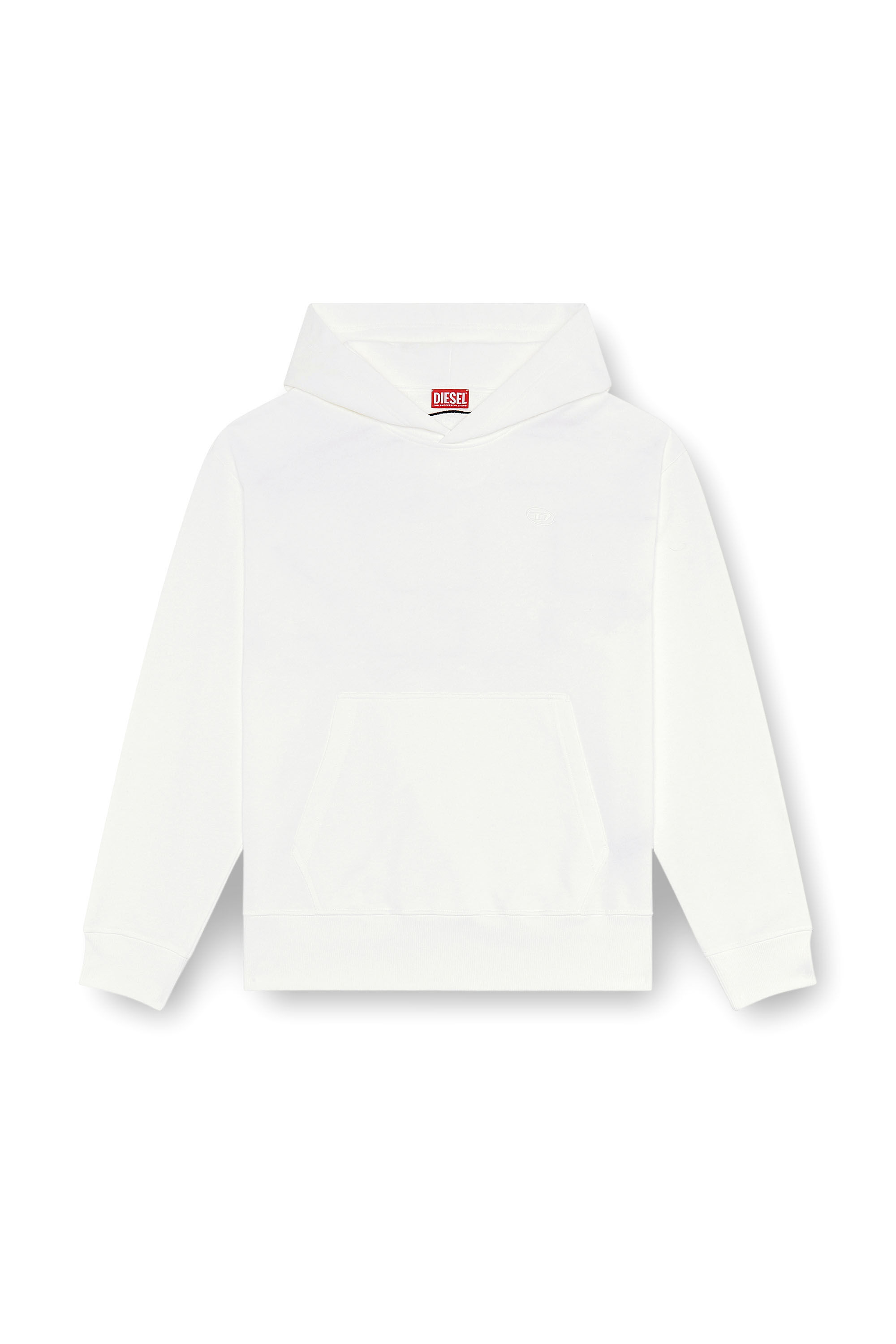 Diesel - S-MACS-HOOD-MEGOVAL-D, Homme Sweat-shirt à capuche avec logo brodé in Blanc - Image 2