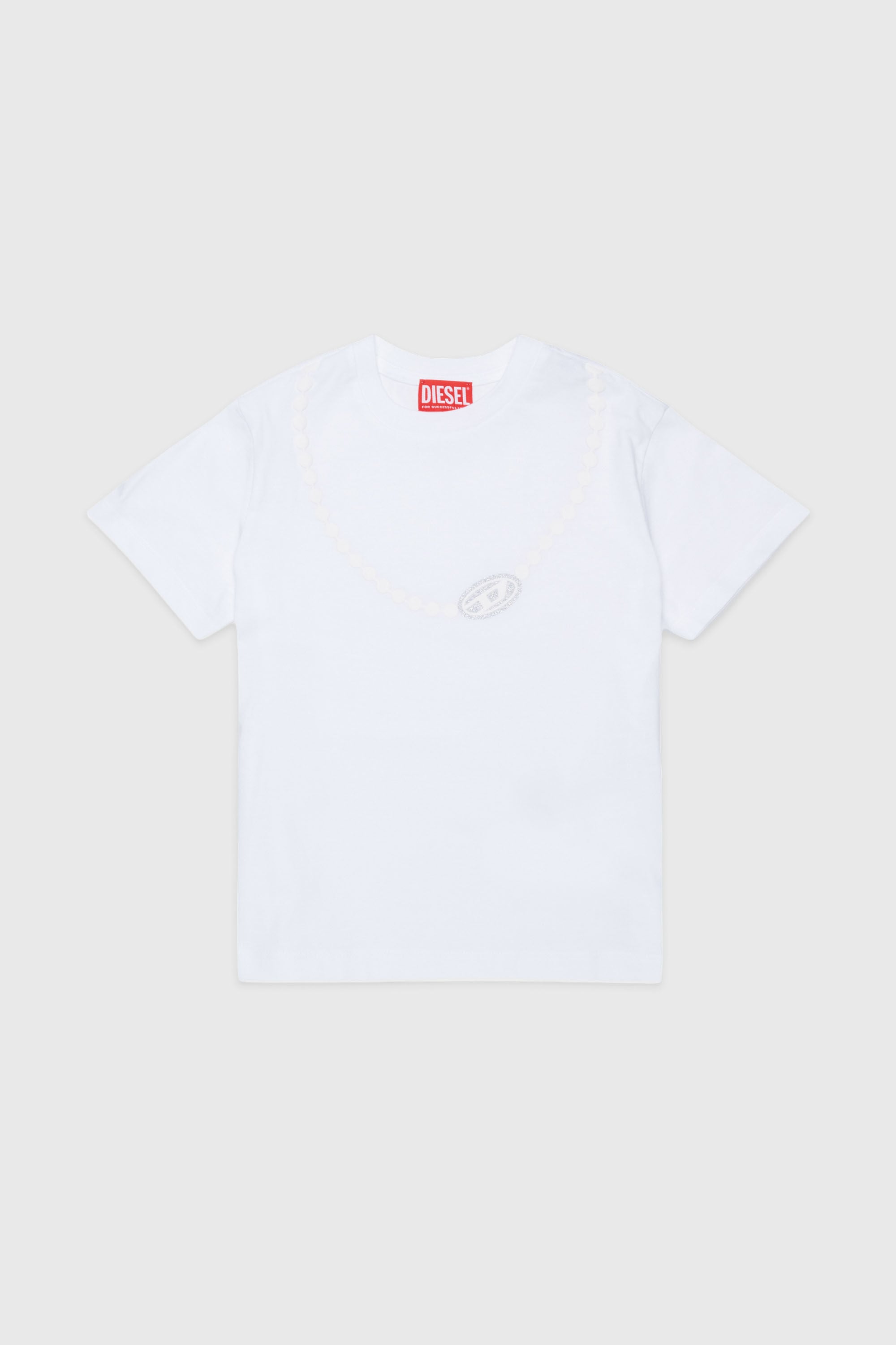Diesel - TICLA, T-shirt en coton avec imprim&eacute; collier Femme in Blanc - 1