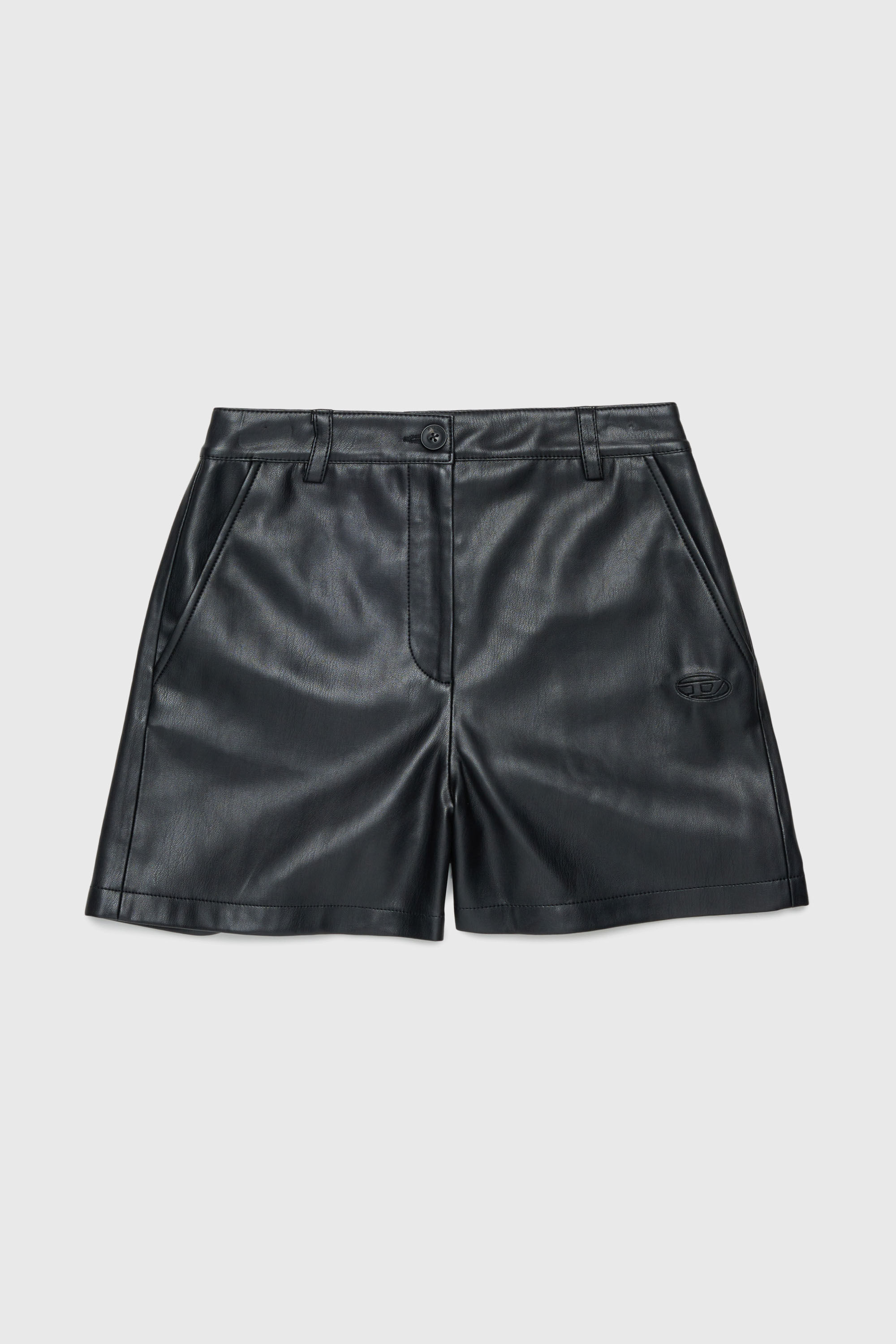 Diesel - PJENNY, Short en tissu enduit Femme in Noir - 1