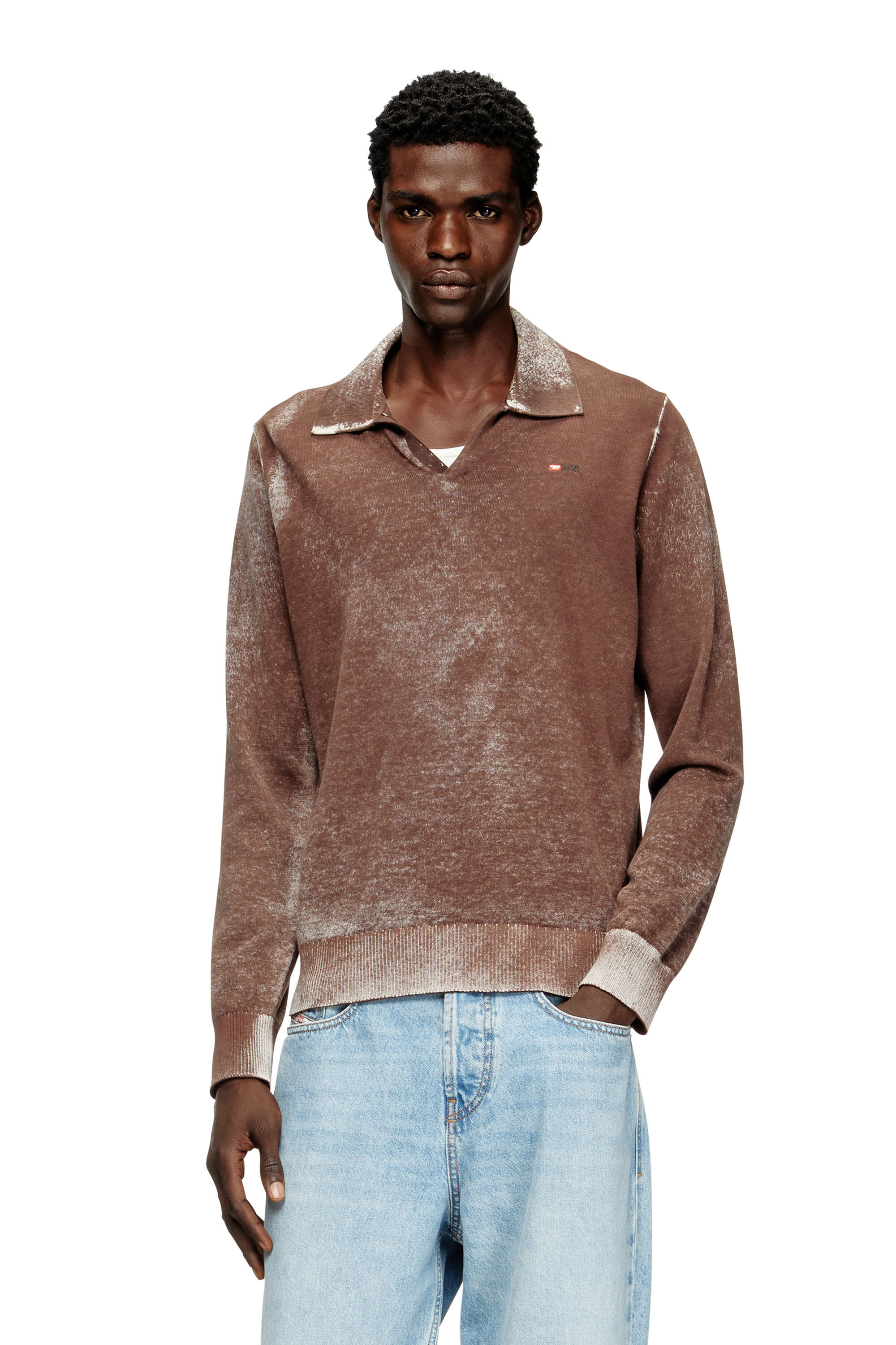 Diesel - K-LAWRENCE, Polo jumper with faded reverse print Uomo in Multicolor - 3