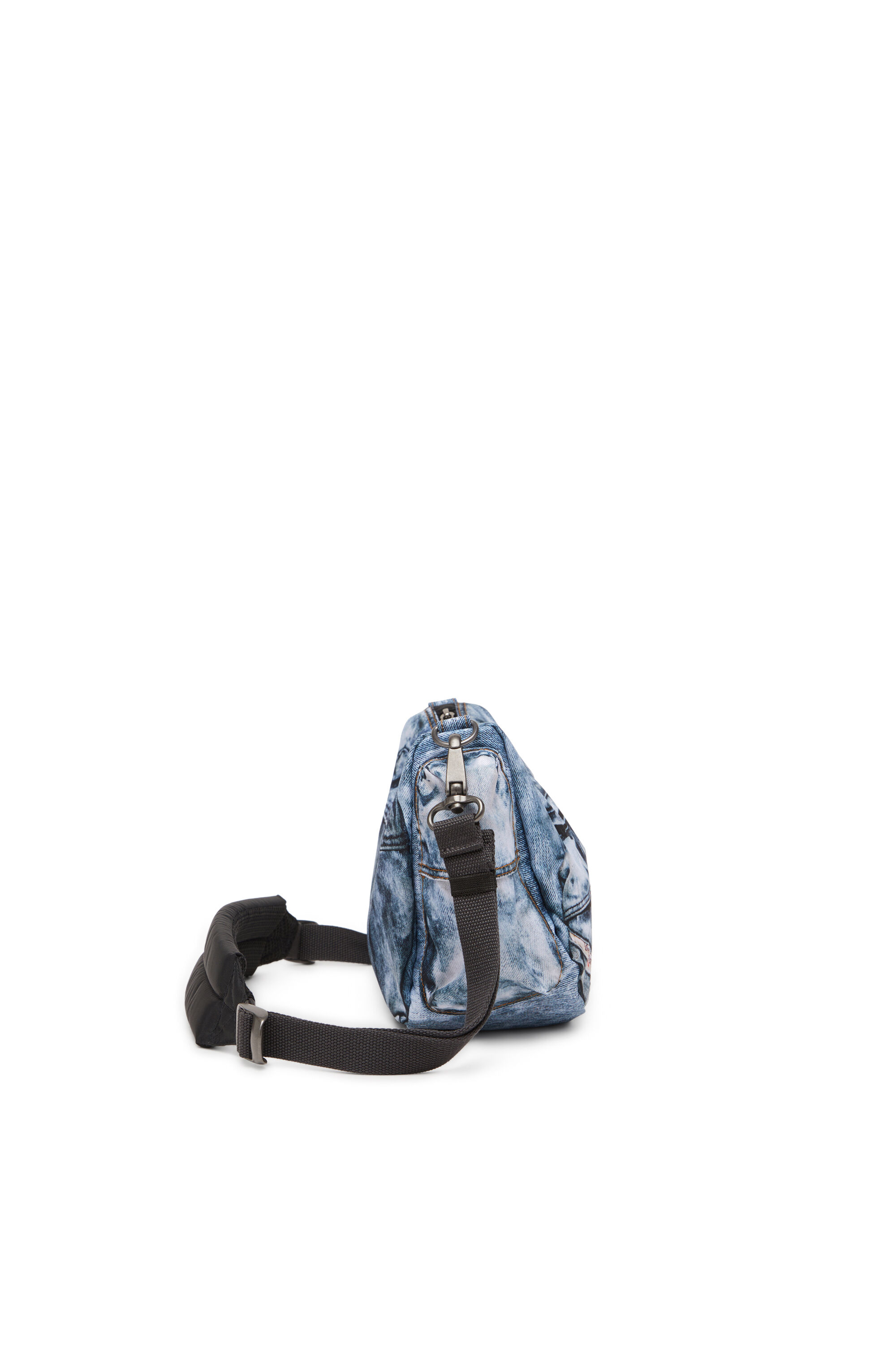 Diesel - DIESEL SHOULDER BAG, Sac à poches multiples en denim trompe-l'œil Mixte in Bleu - 3