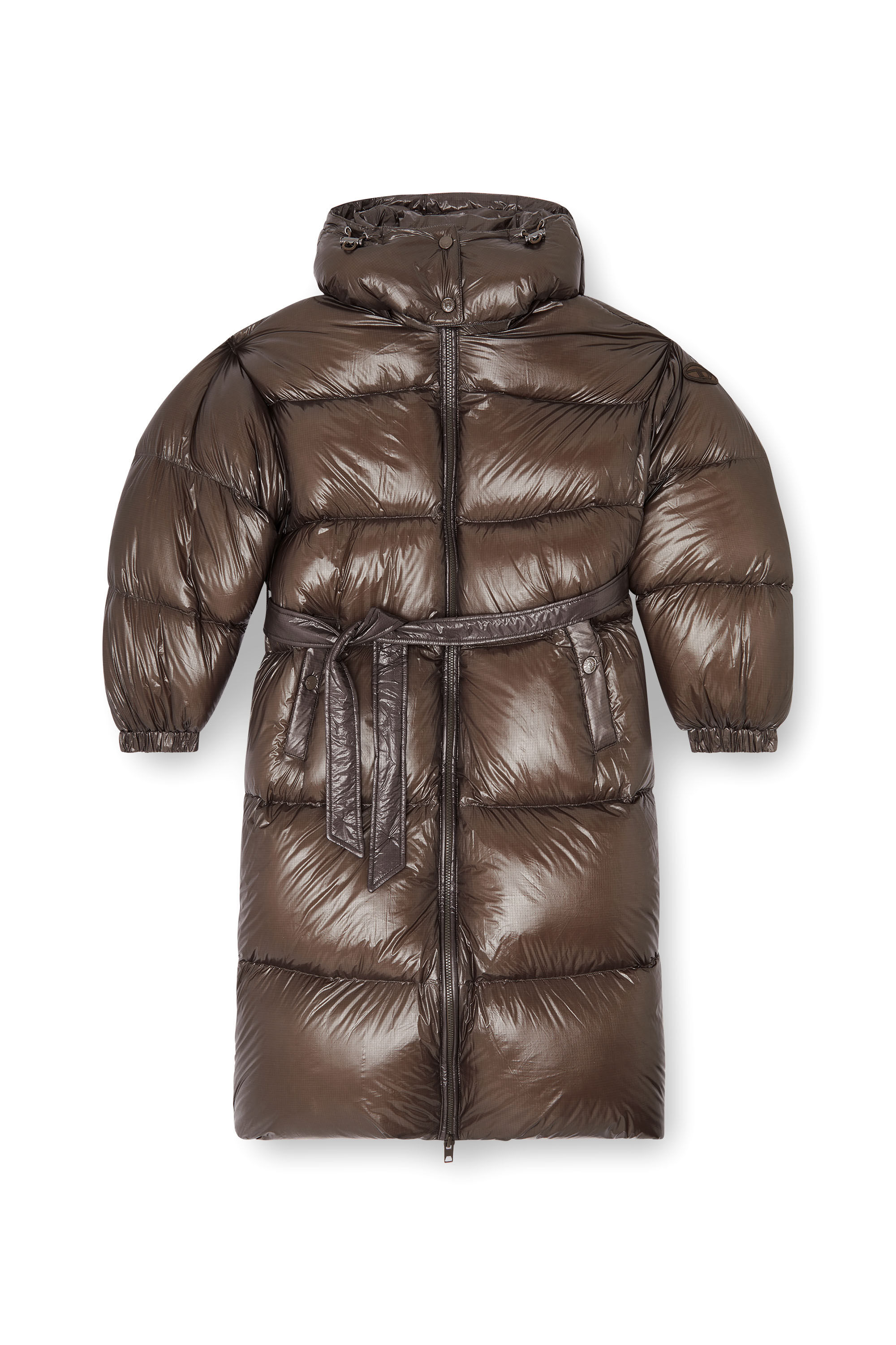 Diesel - W-ISHER, Piumino lungo in ripstop ultraleggero Donna in Marrone - 2