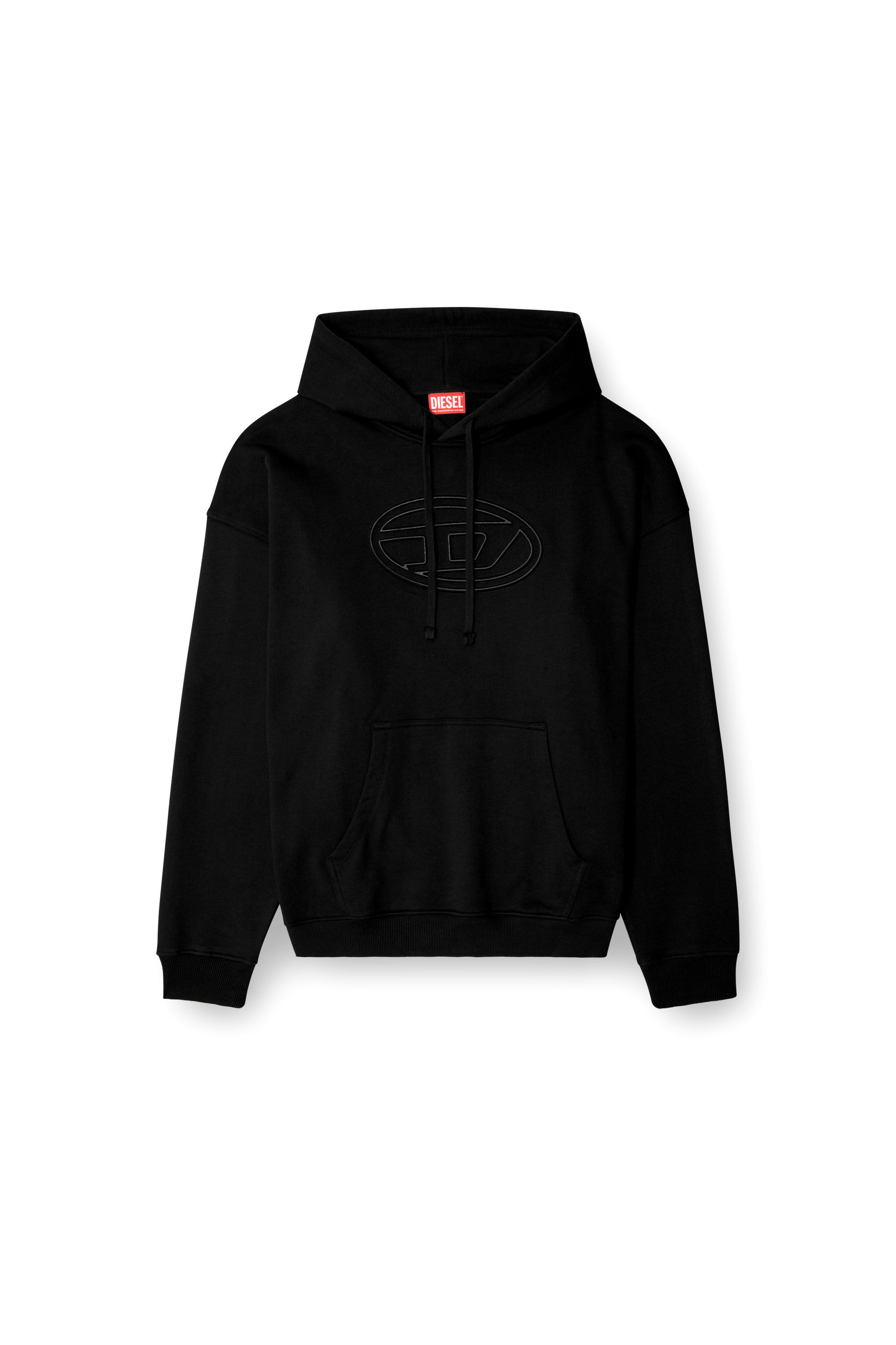 Diesel - S-UMMER-BIGOVAL, Sweat-shirt à capuche avec Oval D embossé Homme in Noir - 2