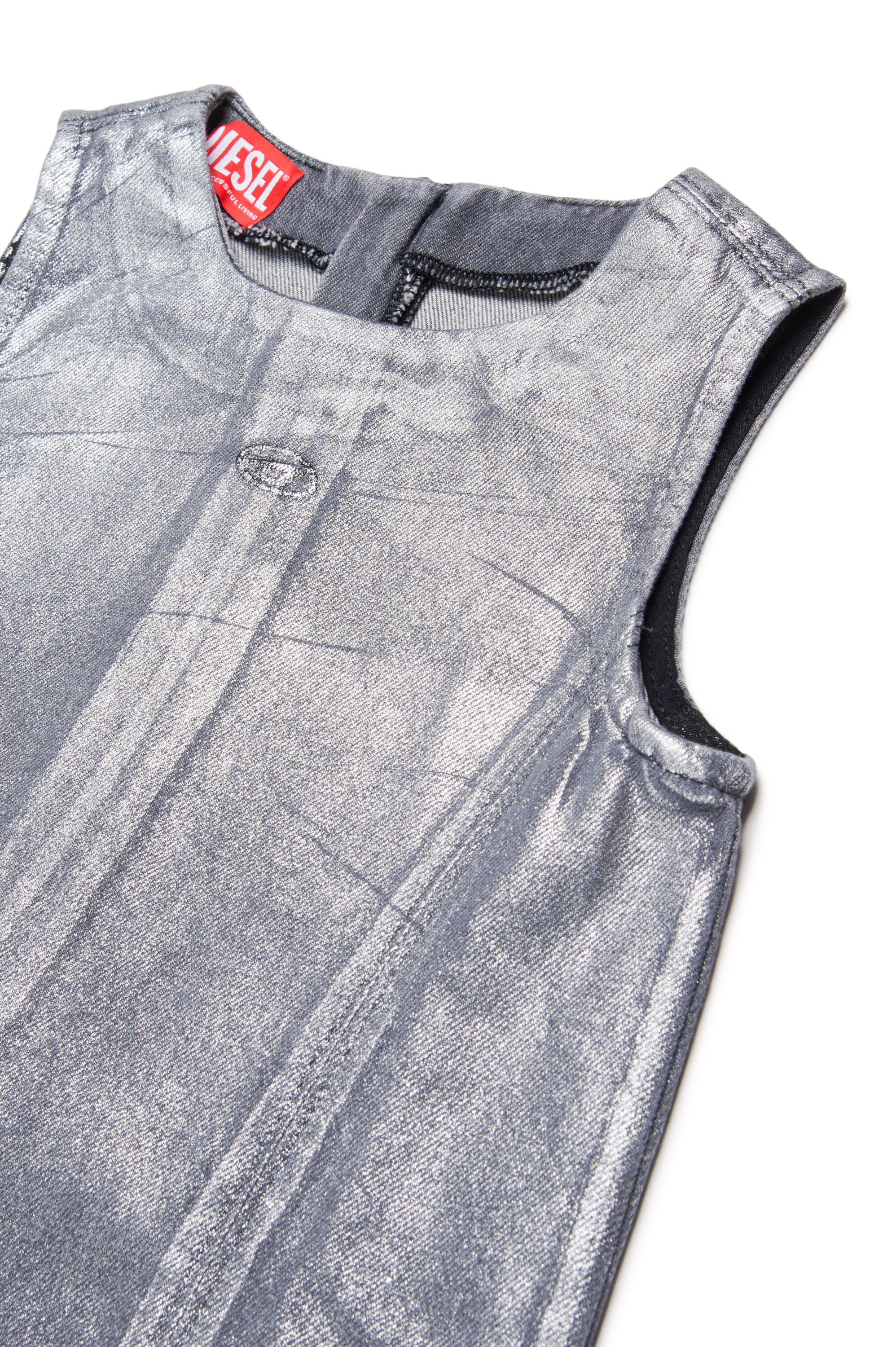 Diesel - DESTAR, Femme Mini robe avec revêtement métallique in Gris argenté - Image 3