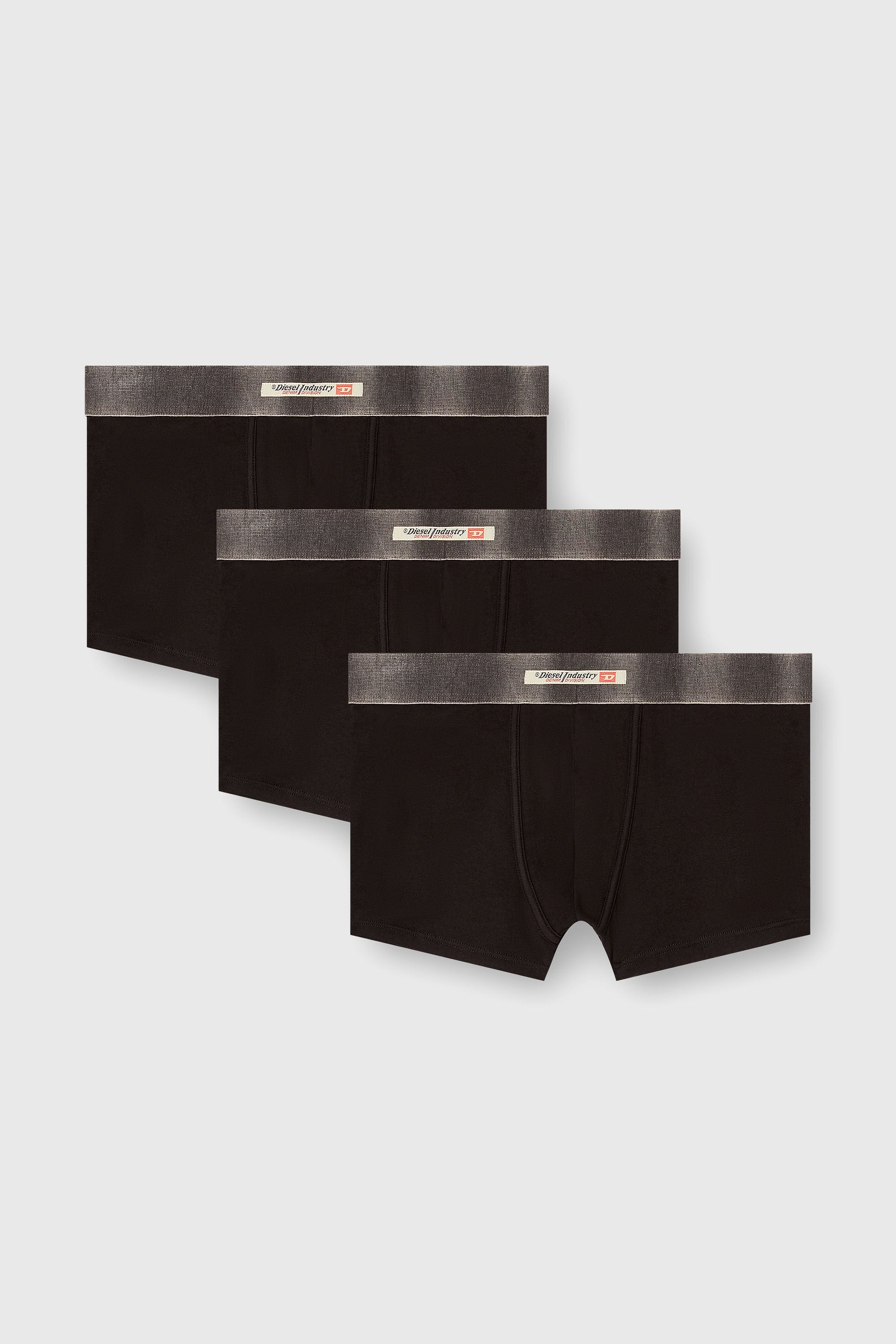 Diesel - DAMIEN-DNM-3PACK, Set da tre boxer in cotone elasticizzato con fascia in raso Uomo in Nero - 2